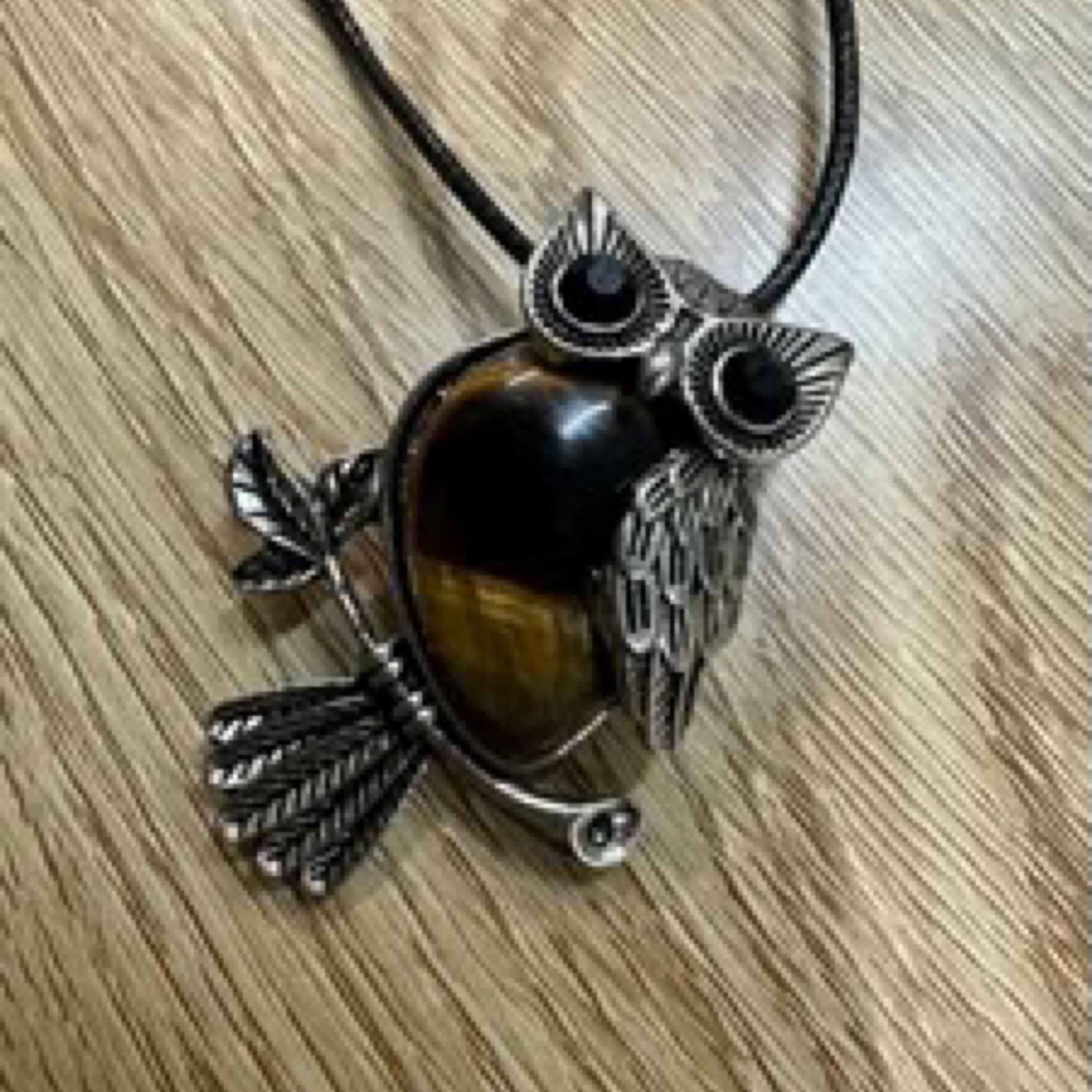 Tiger Eye Antique Look Owl Pendant