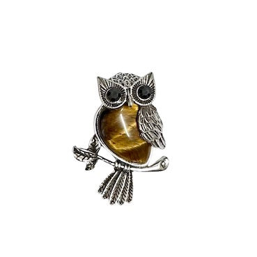 Tiger Eye Antique Look Owl Pendant
