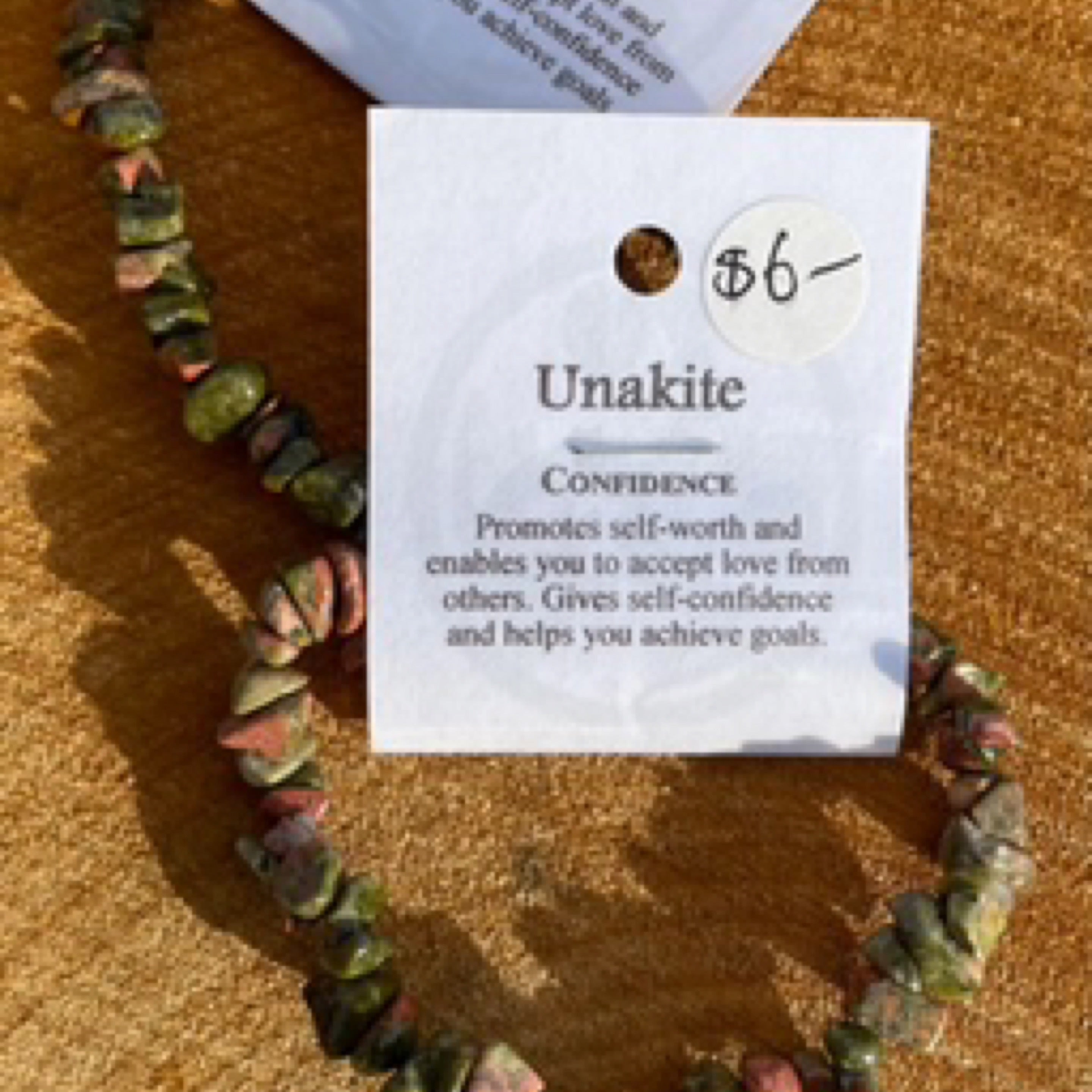 Unakite - CONFIDENCE - Crystal Chip Bracelet