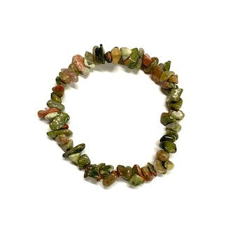 Unakite - CONFIDENCE - Crystal Chip Bracelet