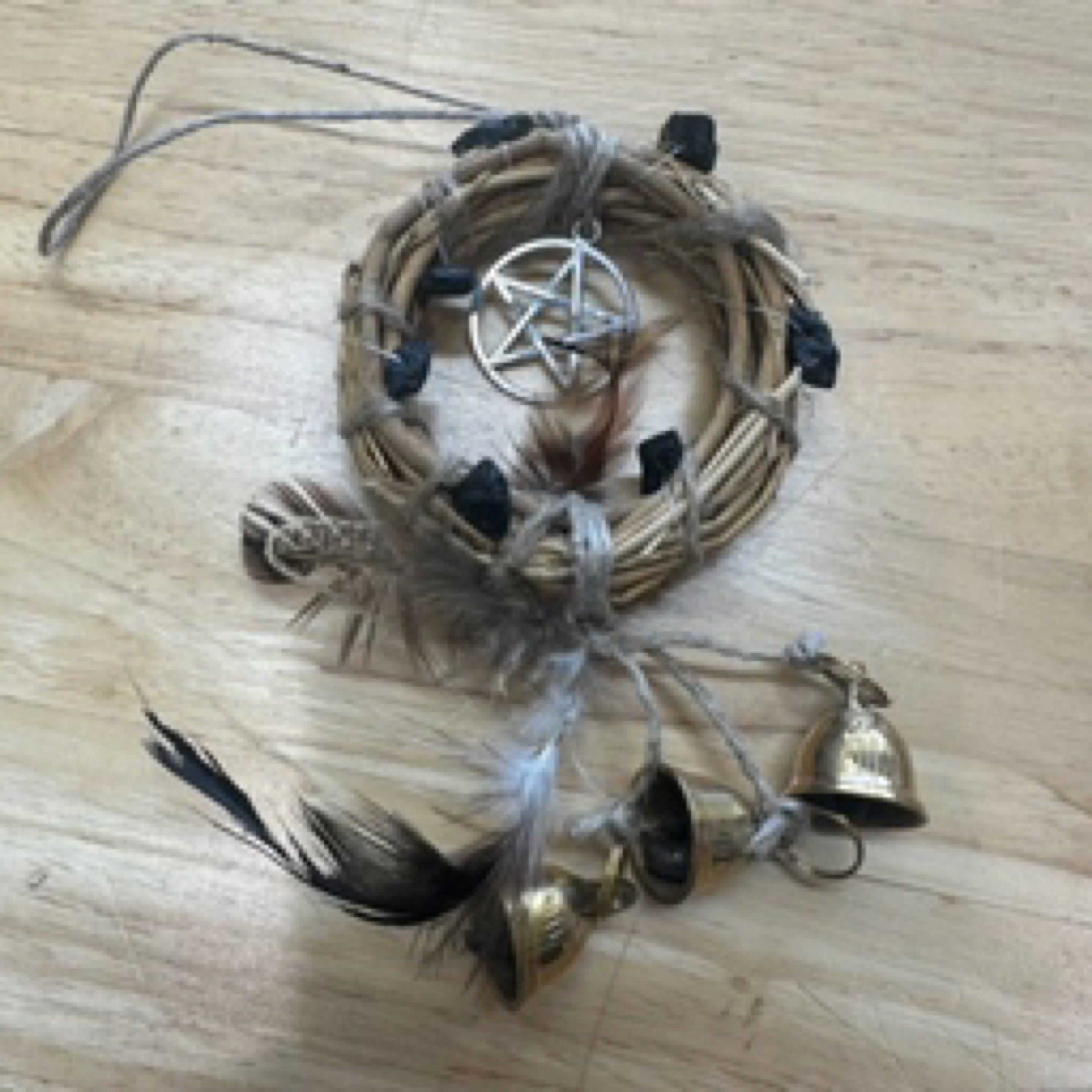 Pentagram & Black Tourmaline Wicker Door Hanging Wreath