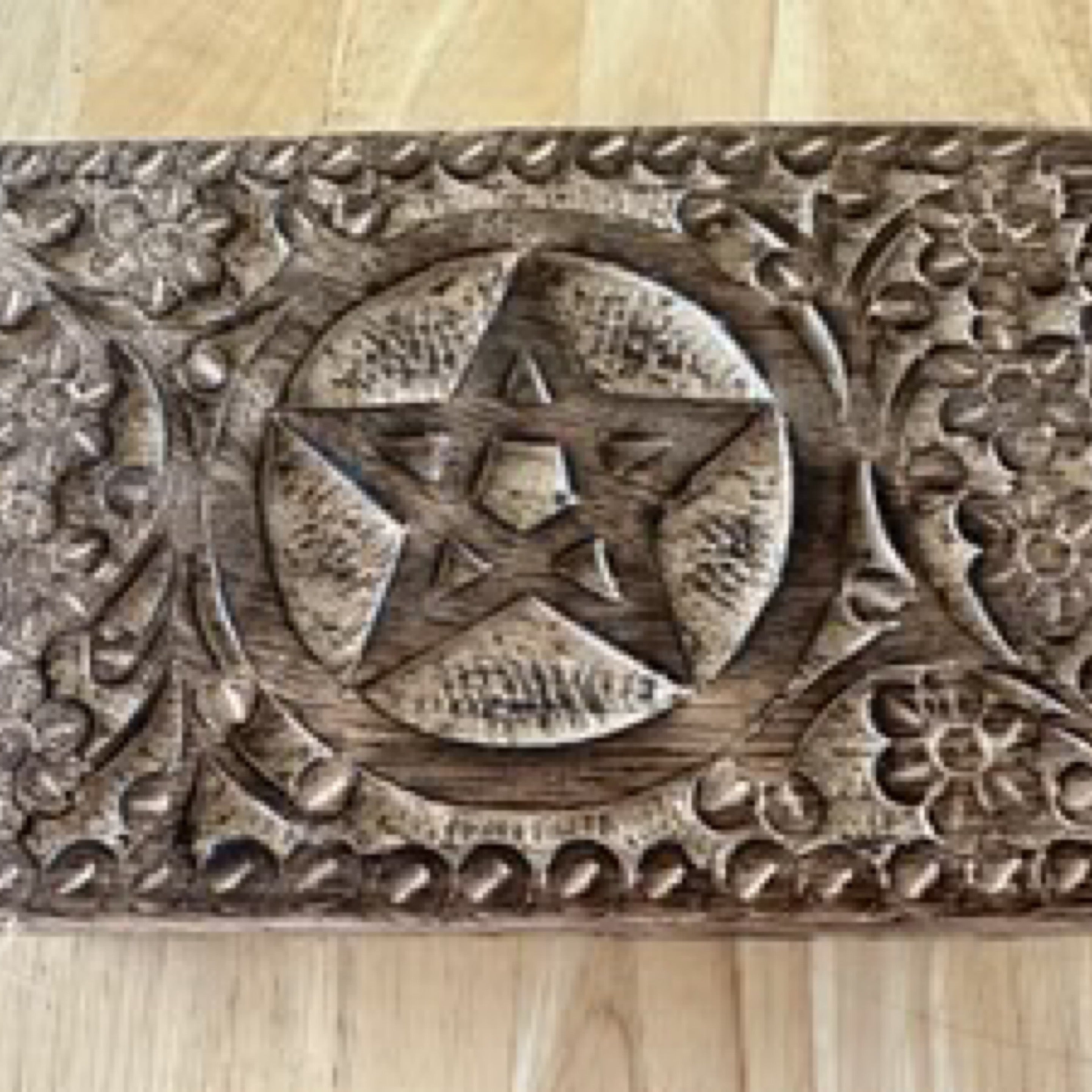 WOODEN PENTAGRAM JEWELLERY BOX