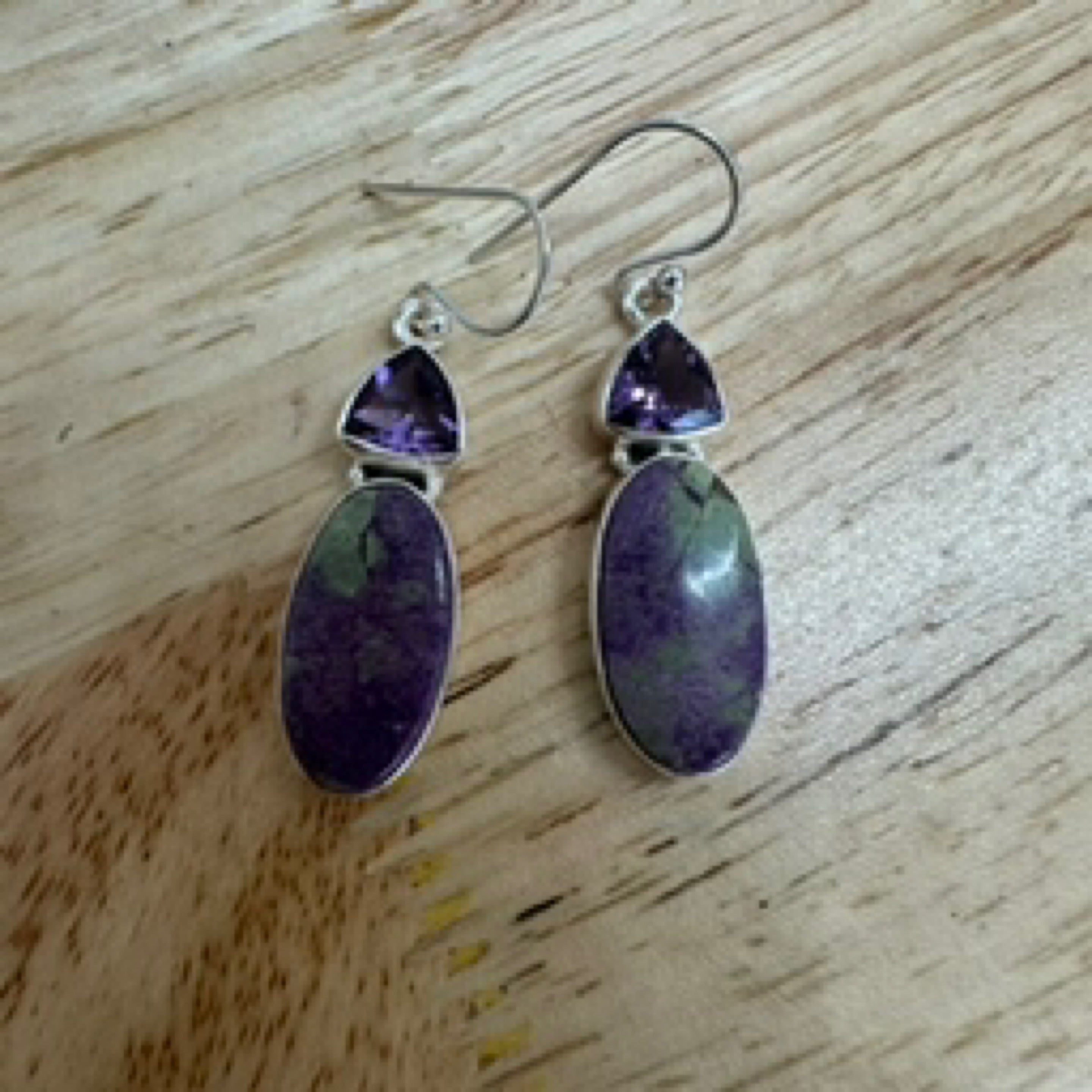 Amethyst & Stichtite Drop Earrings