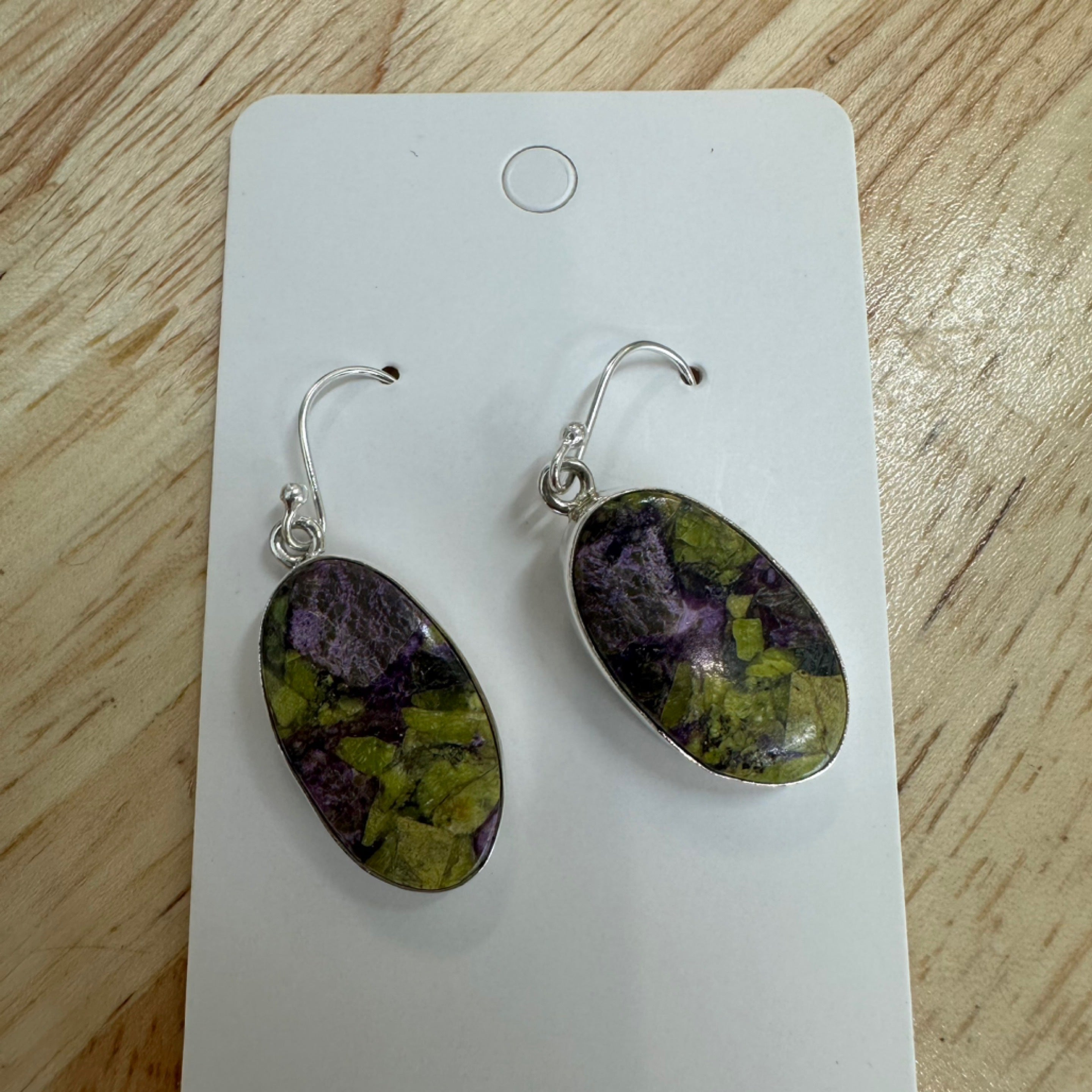 Stichtite Oval Drop Earrings