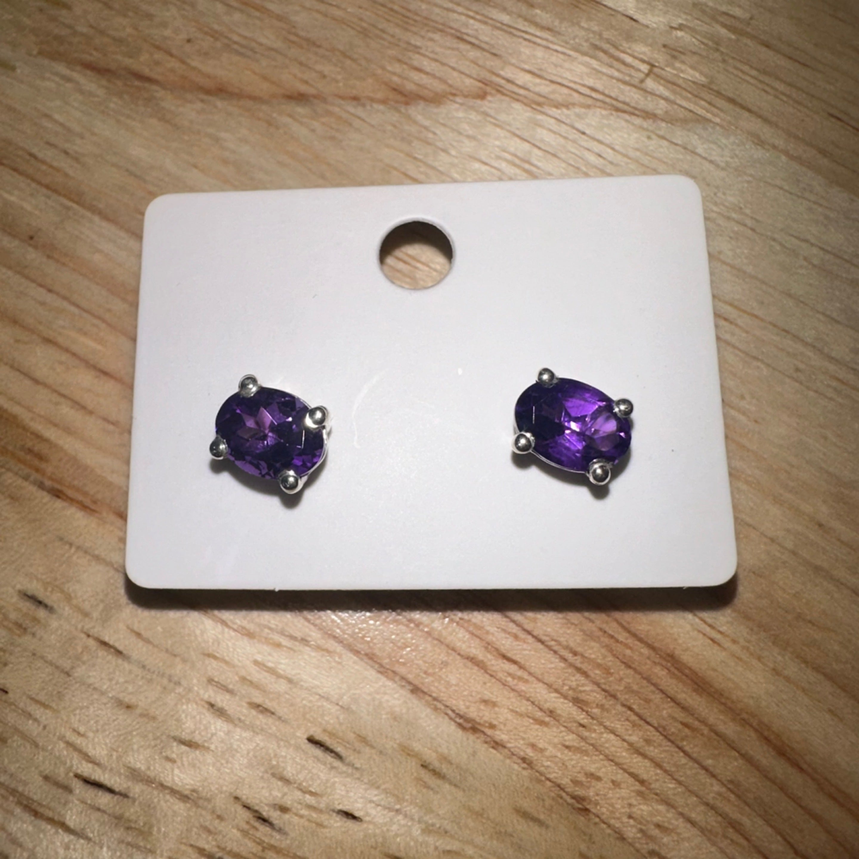 Amethyst Oval Stud Earrings