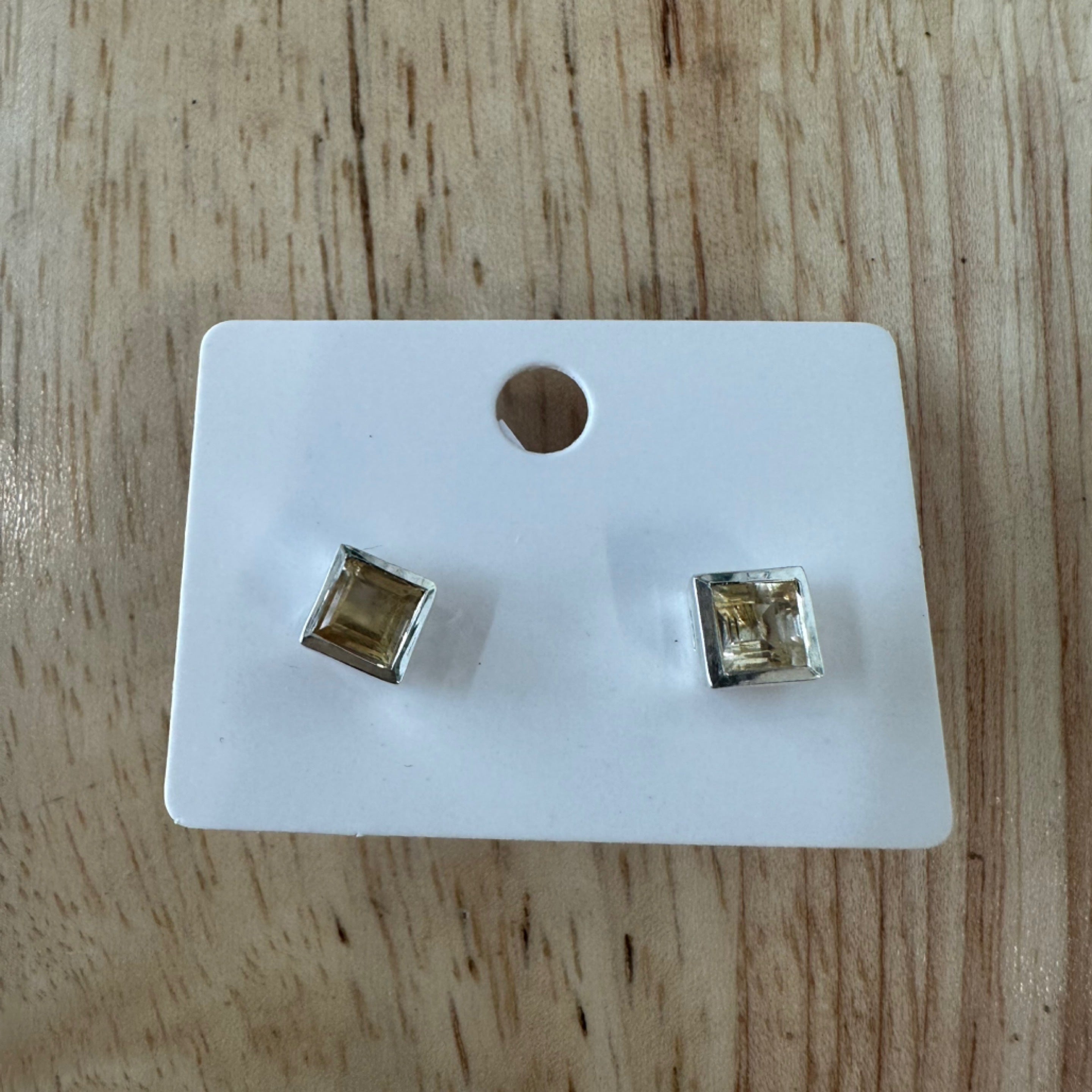 Citrine Square Stud Earrings