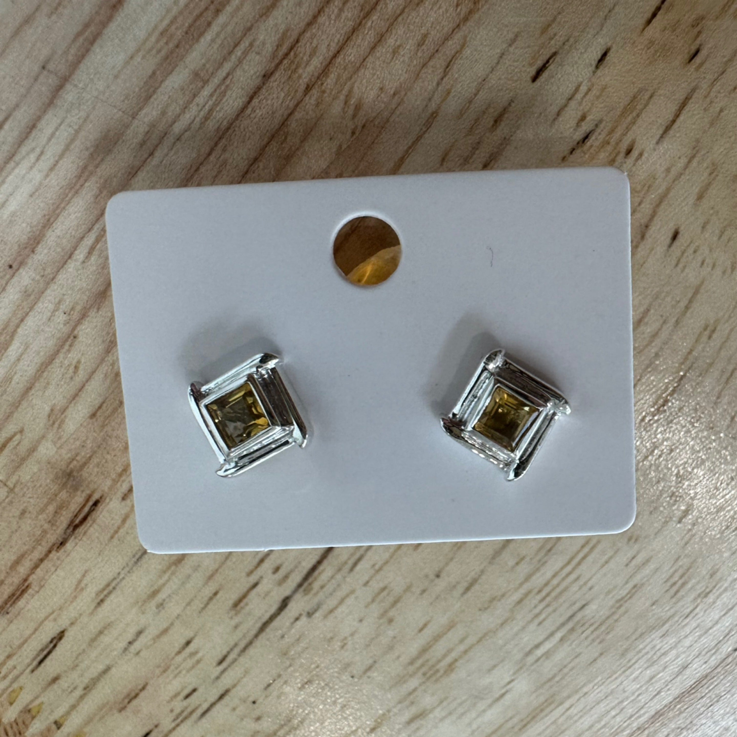 Citrine Square Stud Earrings