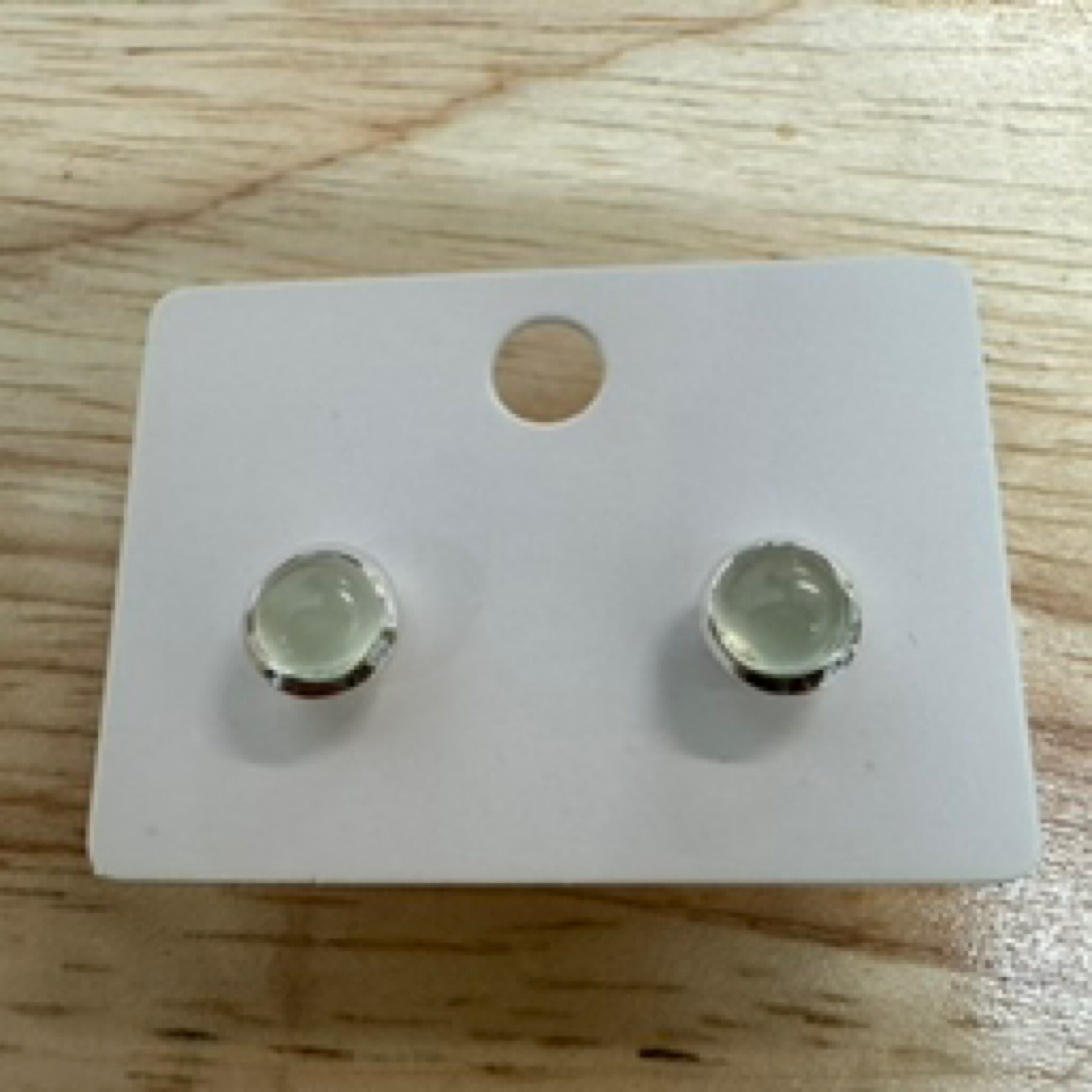 Prehnite Round Stud Earrings