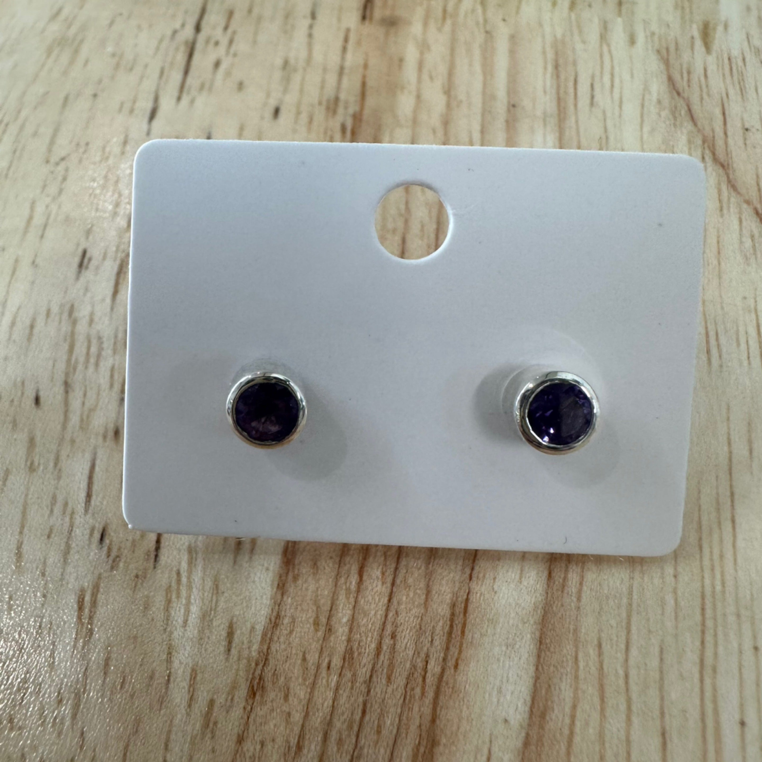 Amethyst Round Stud Earrings