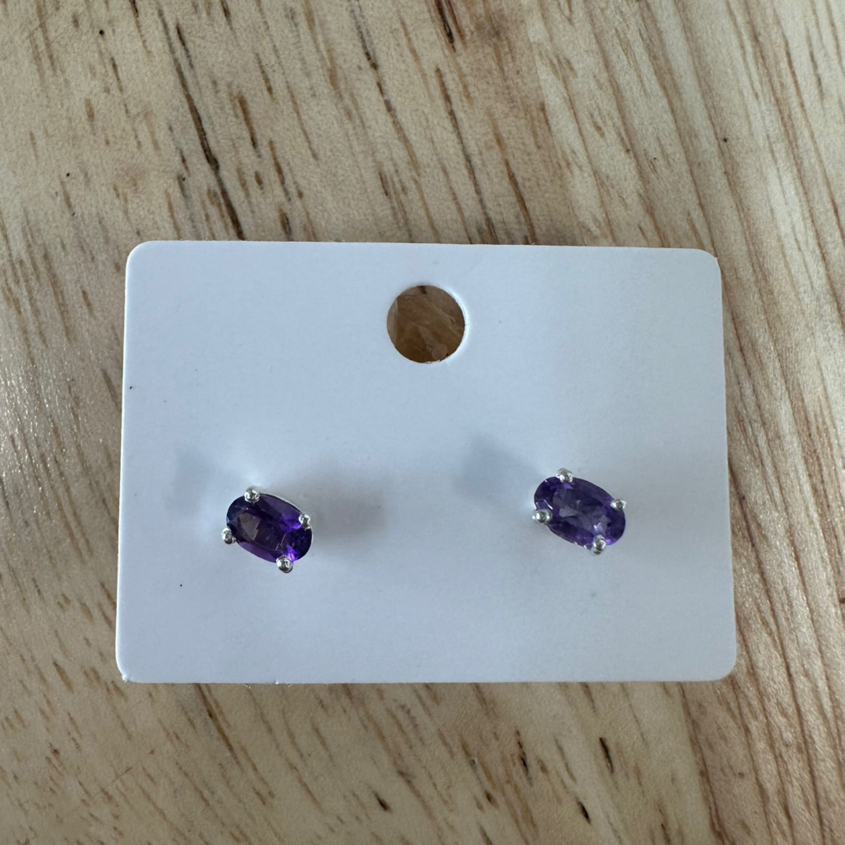 Amethyst Small Oval Stud Earrings
