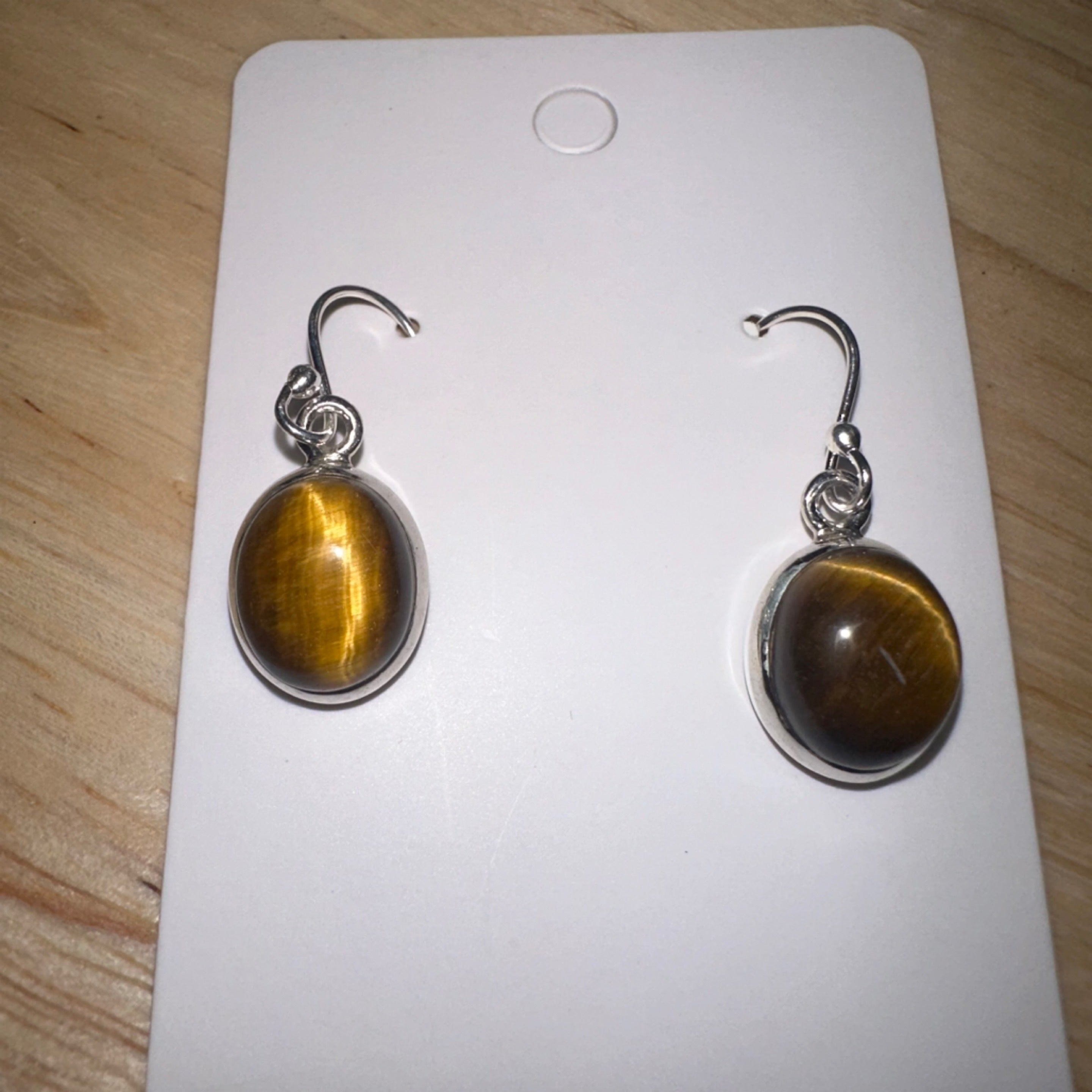 Tiger Eye Oval Drop Earrings