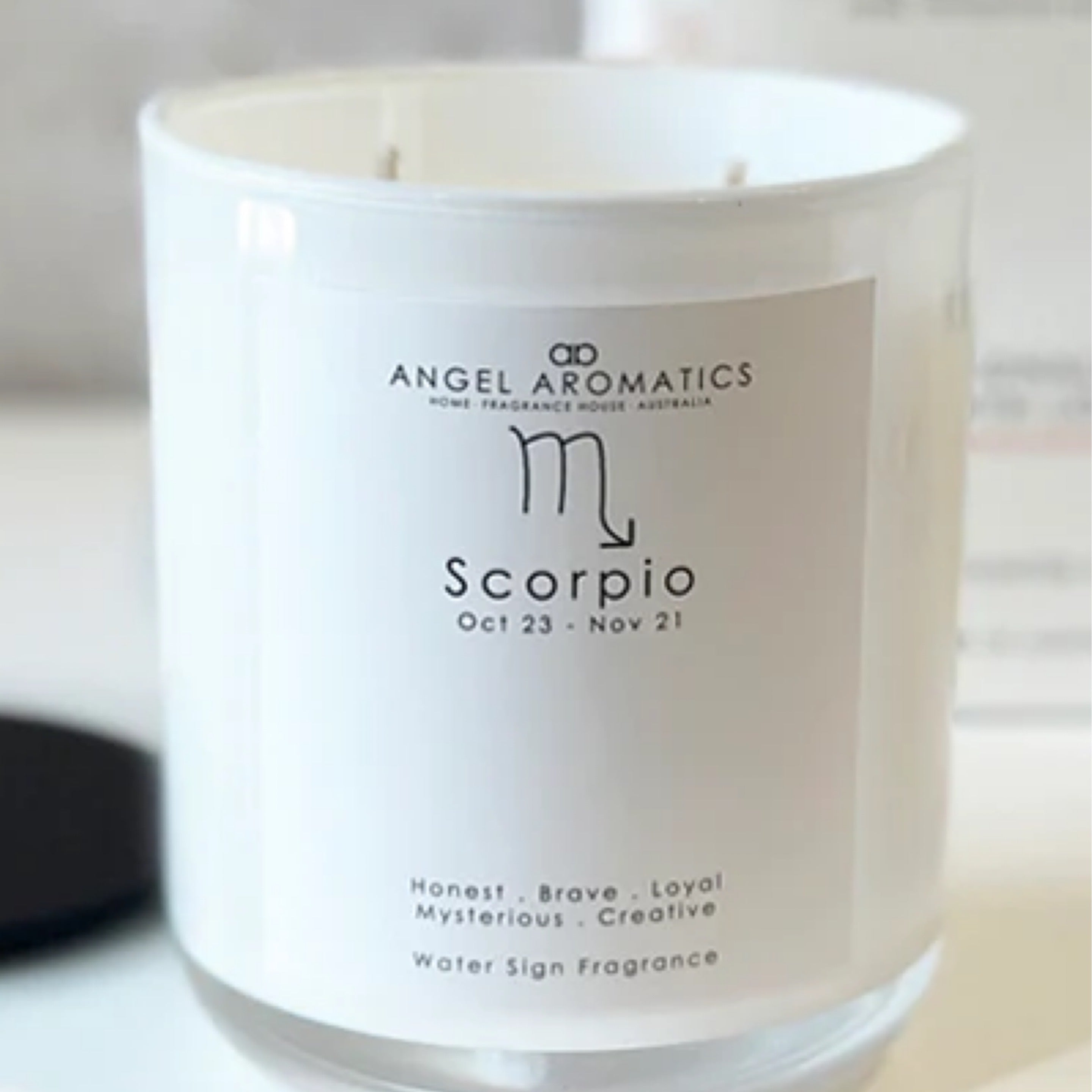 Scorpio Zodiac Candles 270g with Rose Quartz Crystal - Angel Aromatics