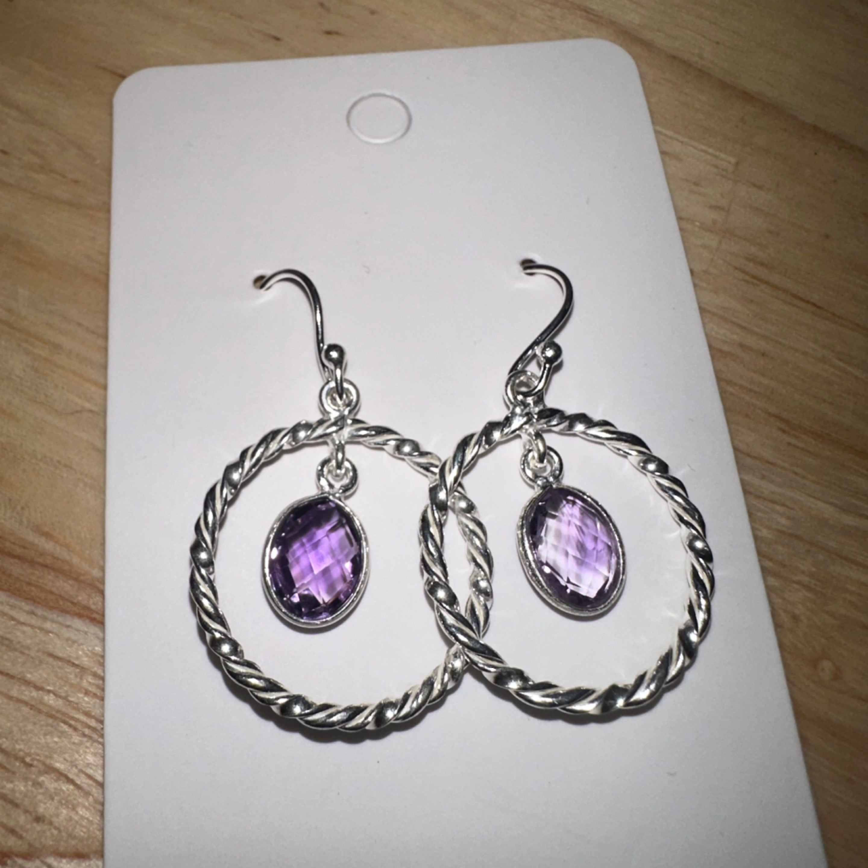 Amethyst Oval Drop Sterling Silver Earrings
