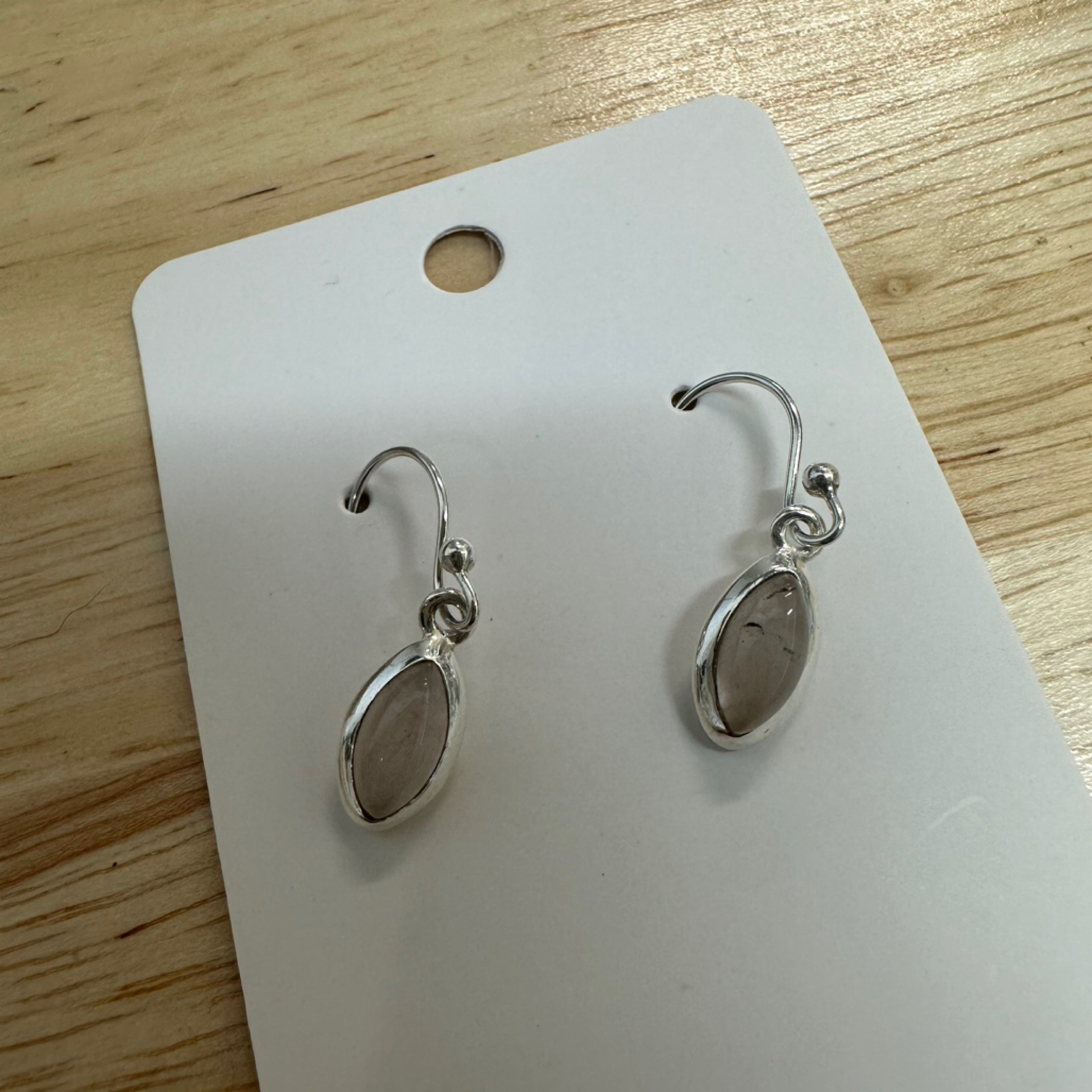 Rose Quartz Oval Drop Earrings