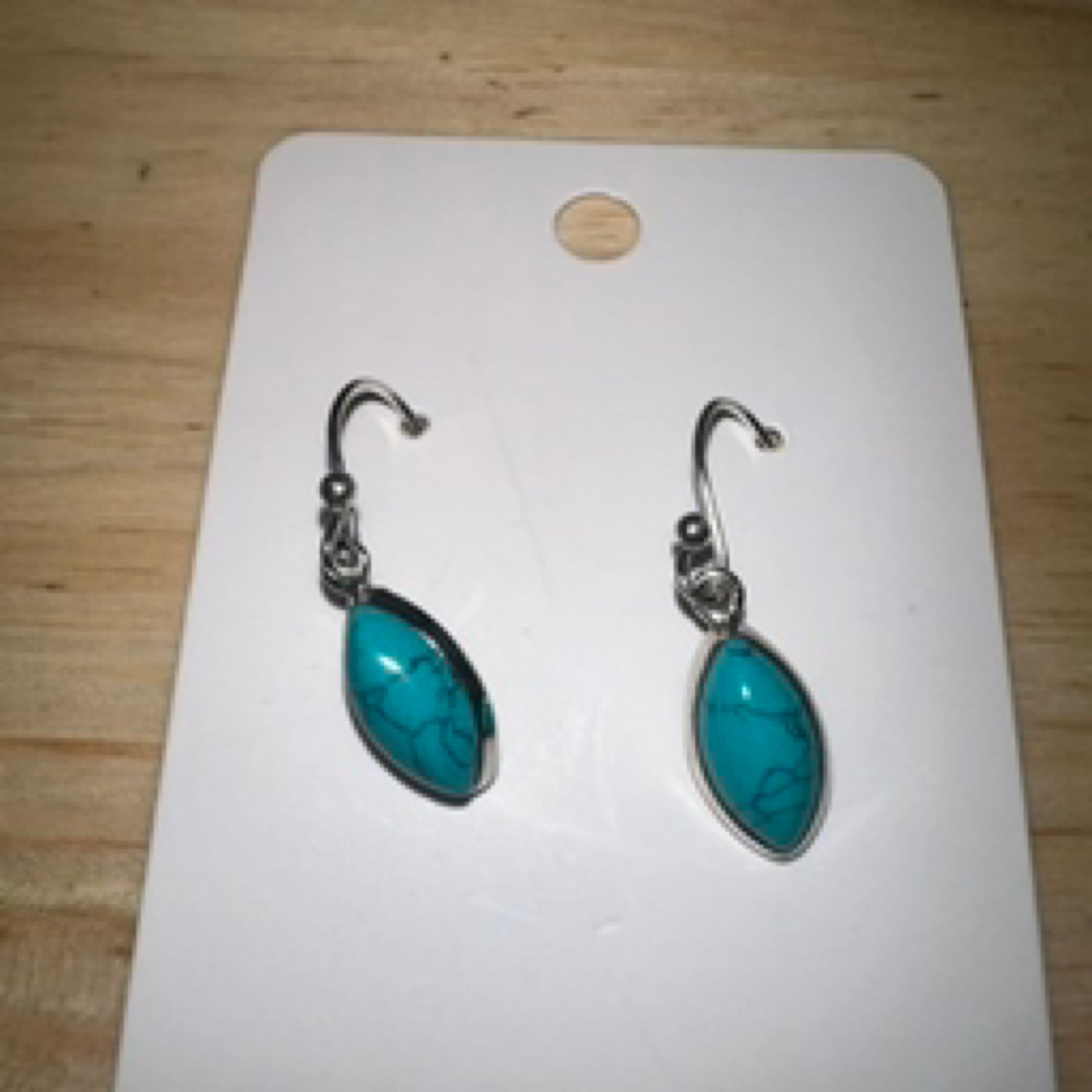 Blue Howlite Oval Drop Earrings