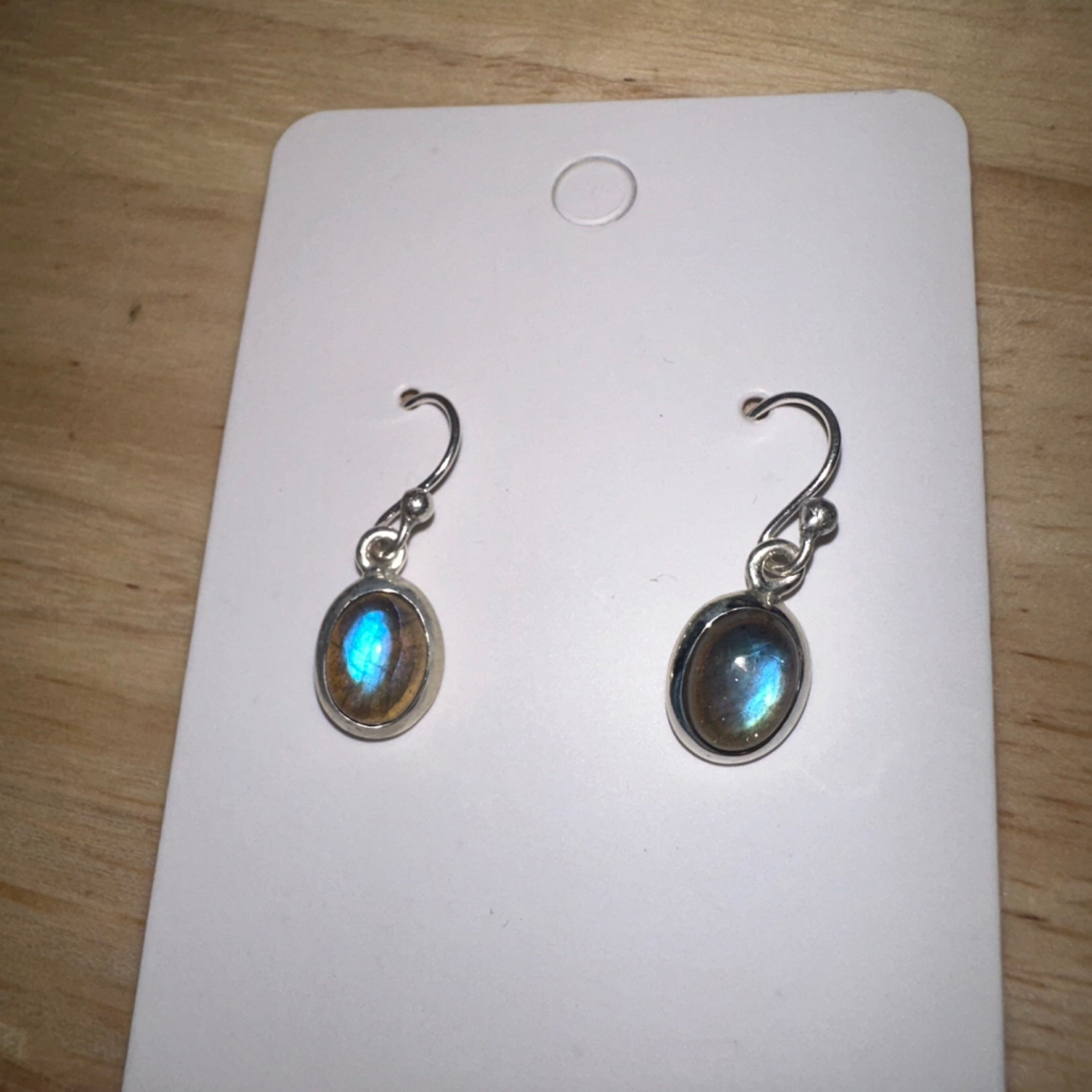Labradorite Oval Drop Earrings