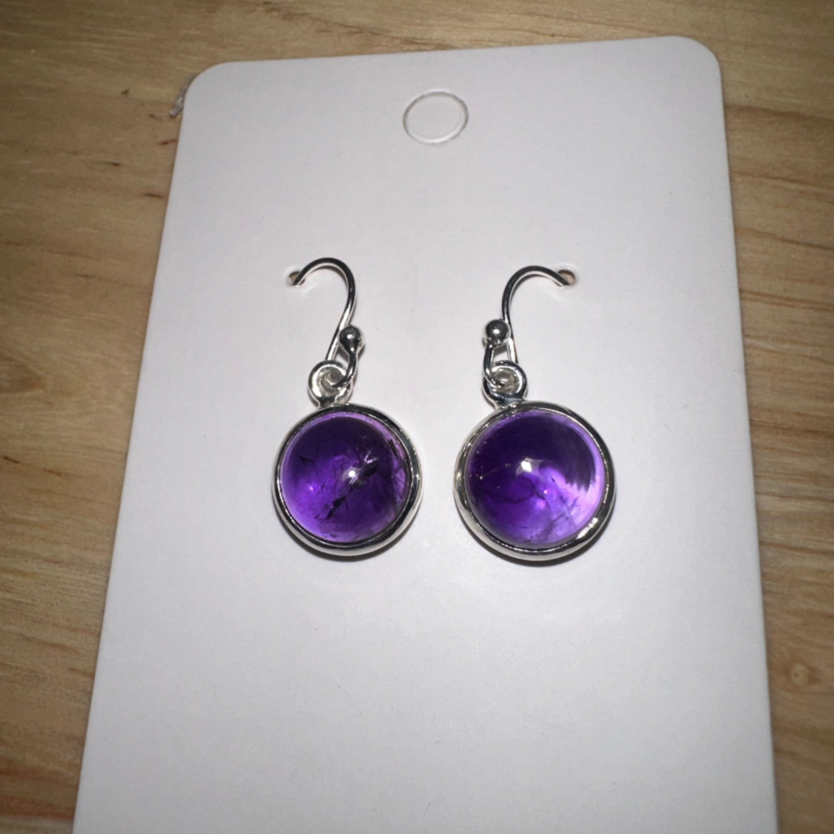 Amethyst Round Drop Earrings