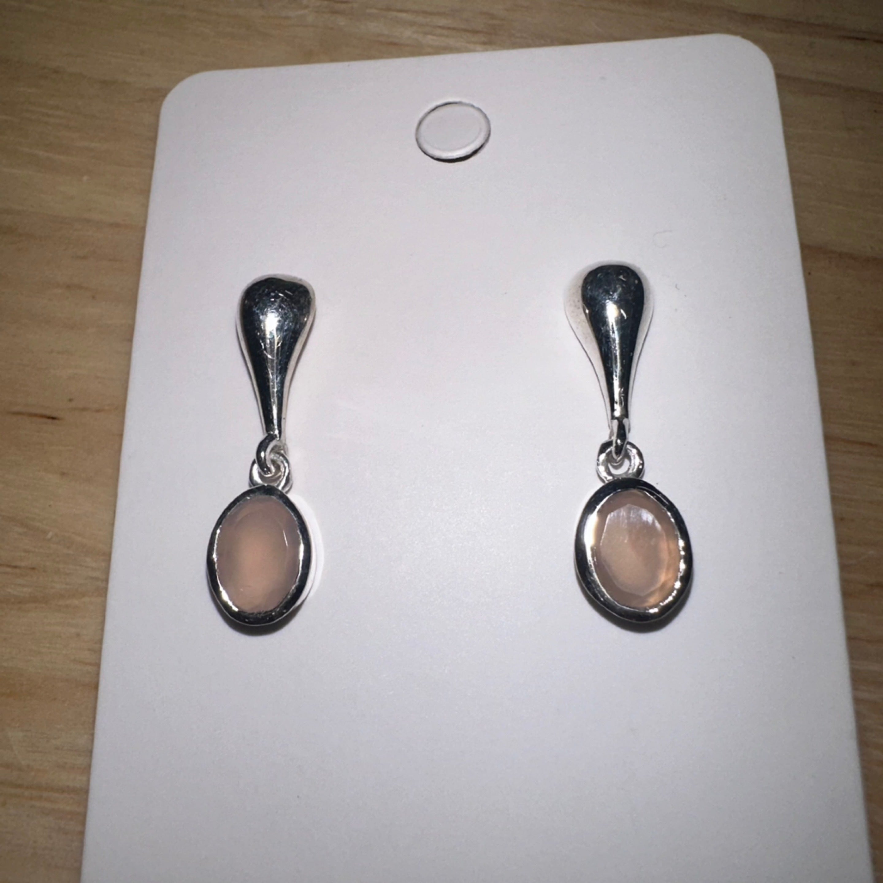 Rose Quartz Dangle Stud Earrings