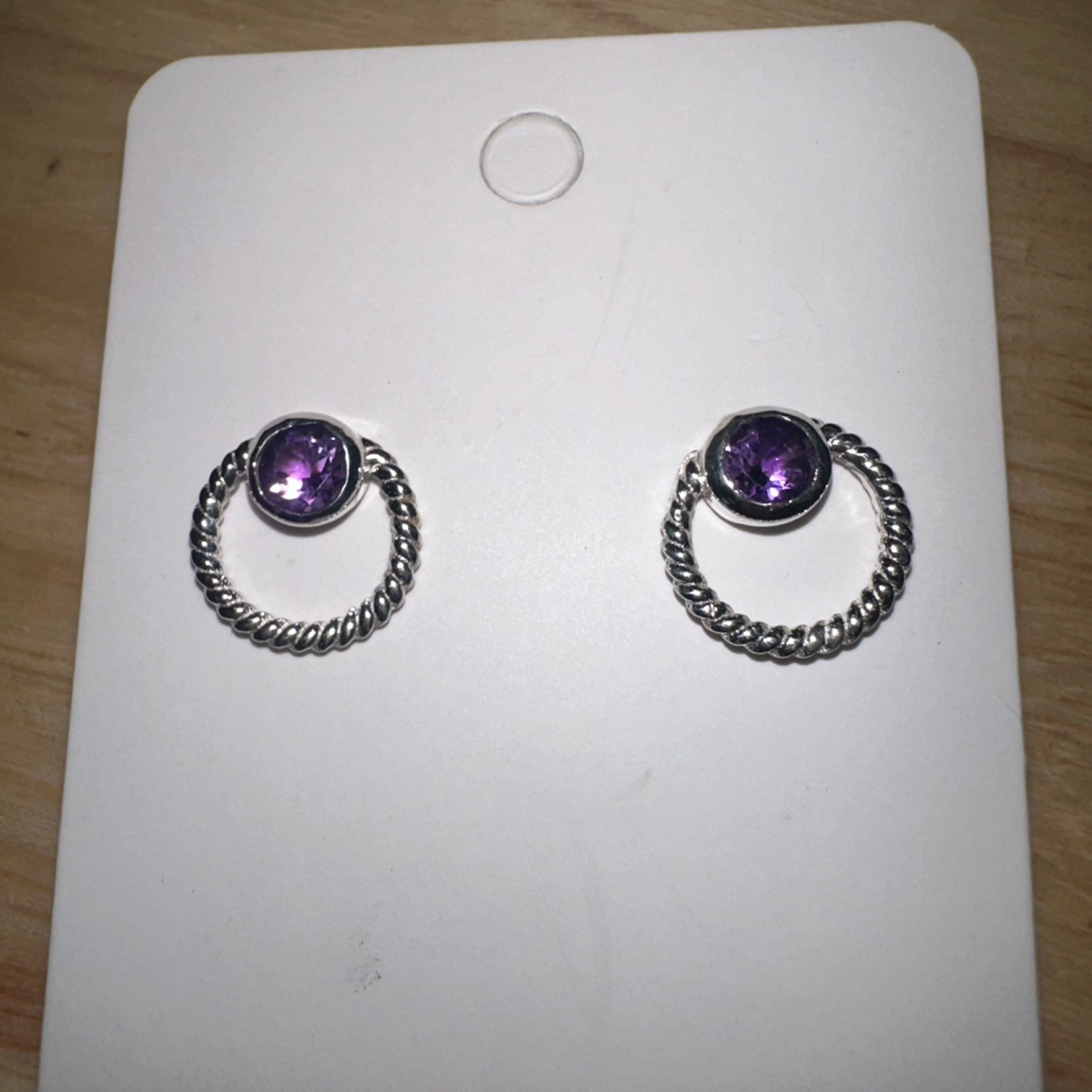 Amethyst Round Decorative Stud Earrings