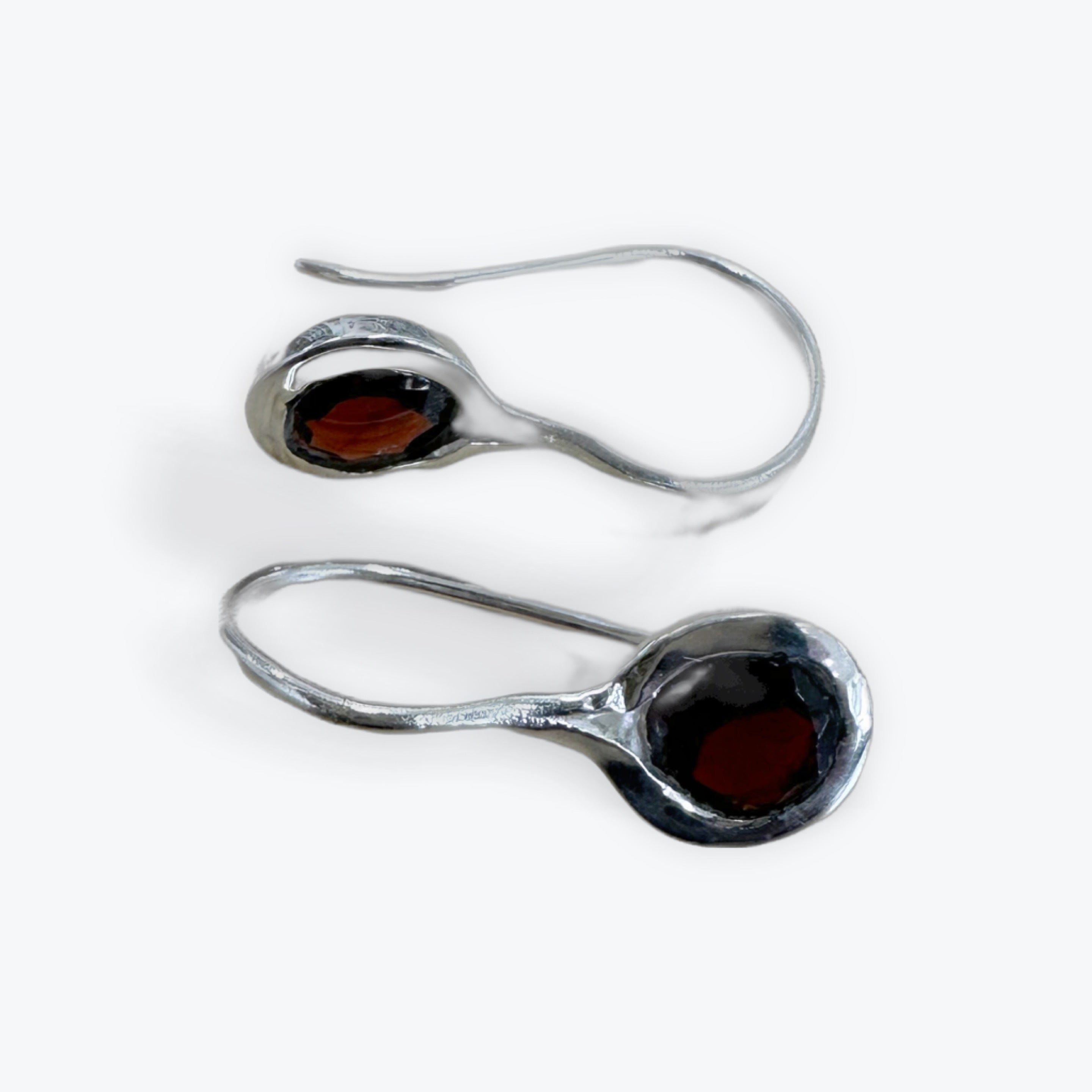 Garnet Drop Sterling Silver Earrings - Quality Gemstone Jewellery