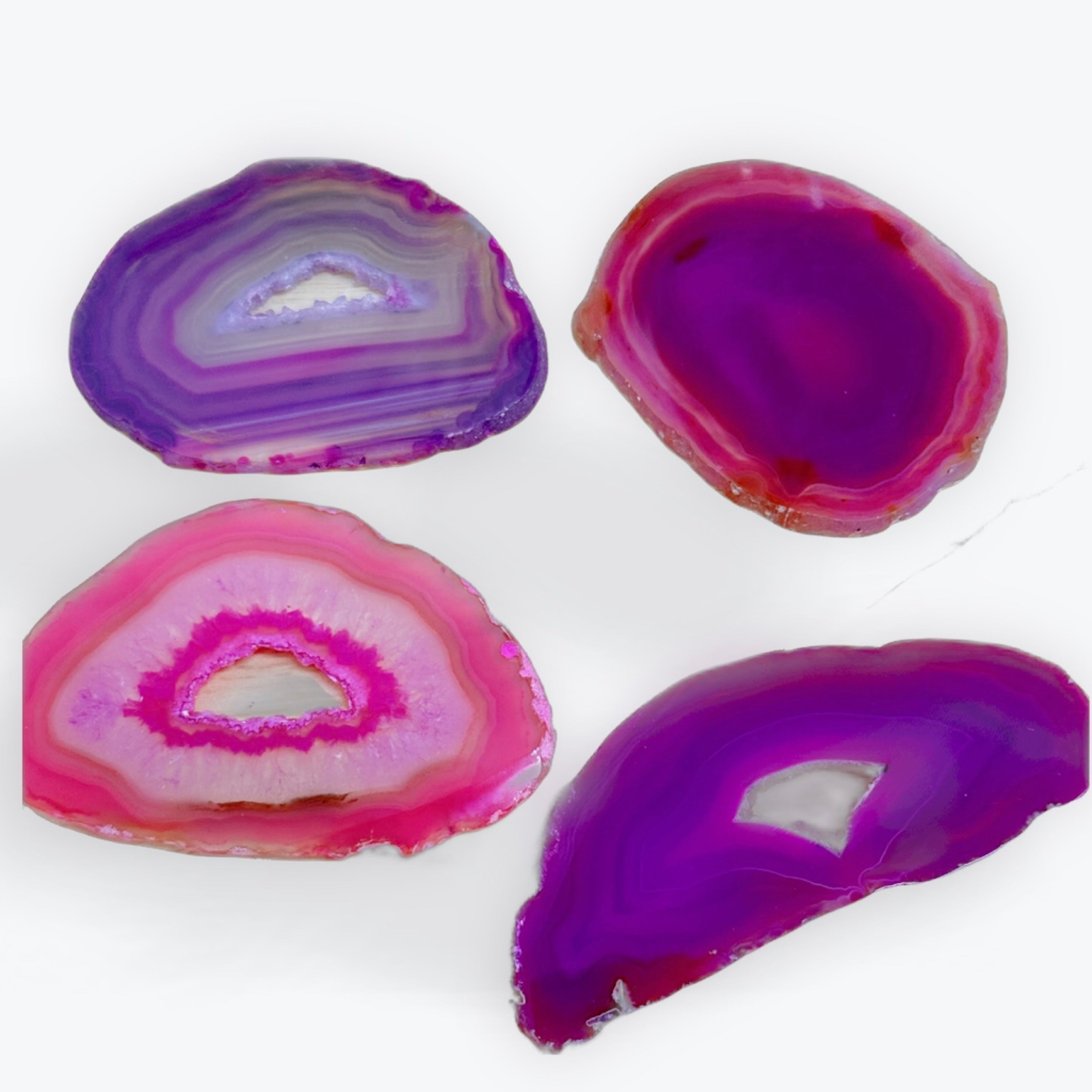 गुलाबी एगेट स्लाइस (रंग बढ़ाया)