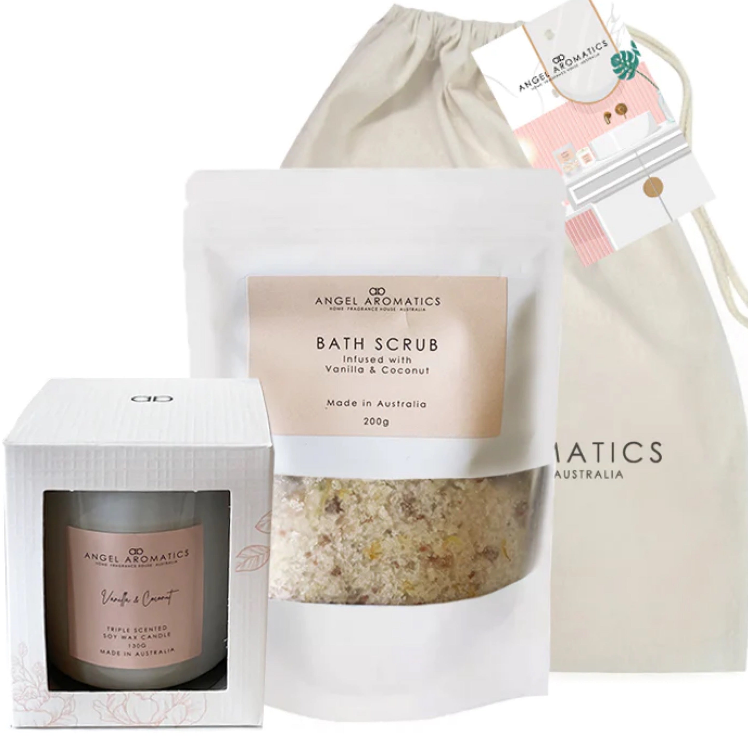 Body Scrub & Candle Set - Annan | Champagne Peony | Vanilla & Coconut | Sea Salt & Bergamot