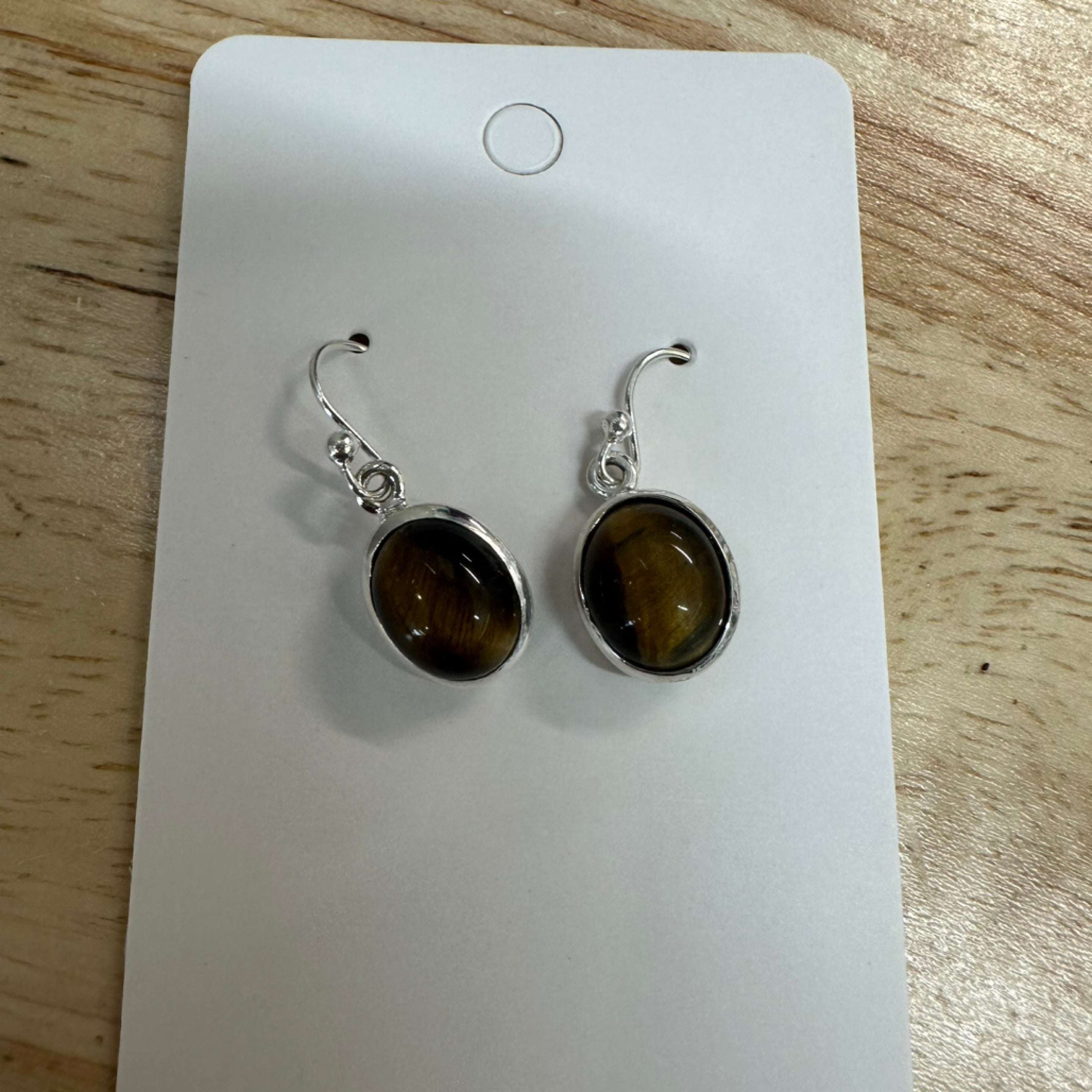 Tiger Eye Oval Drop Earrings