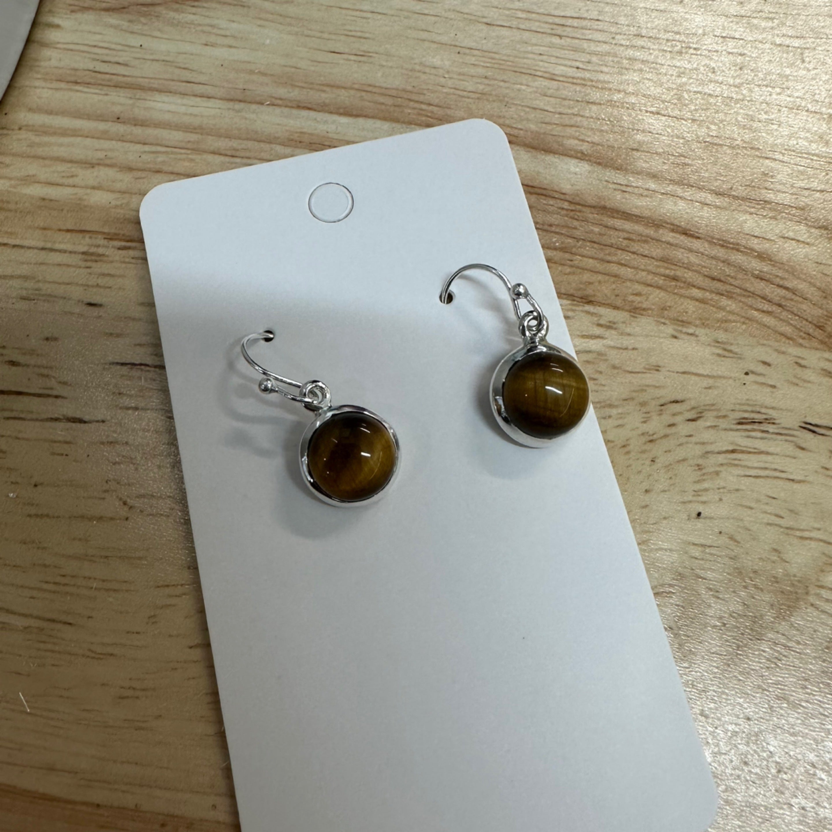 Tiger Eye Round Drop Earrings