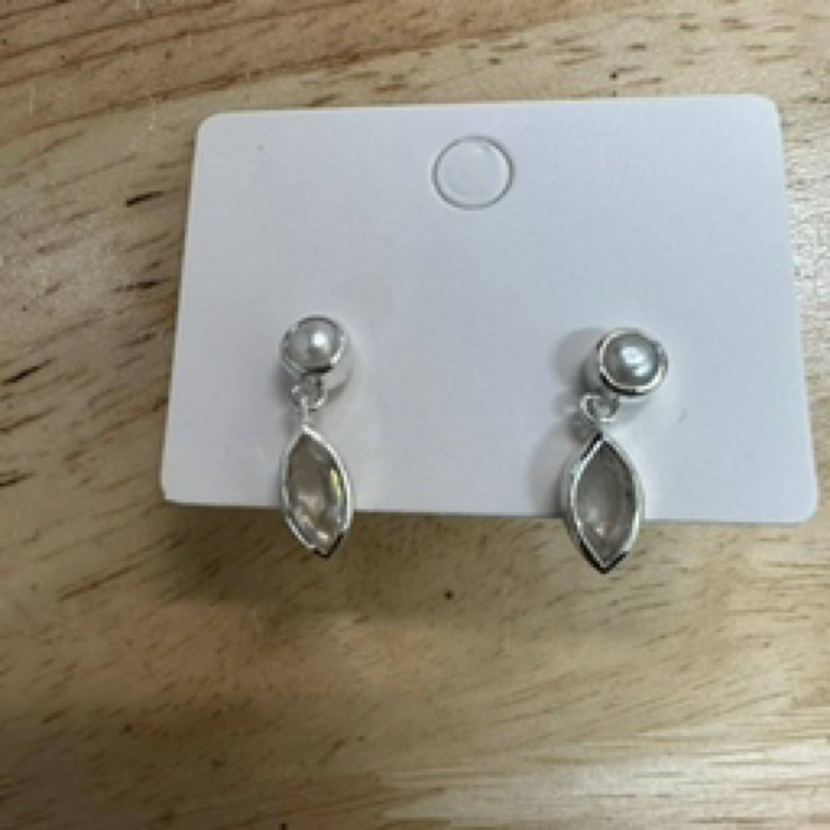 Pearl & Herkimer Diamond Dangle Stud Earrings