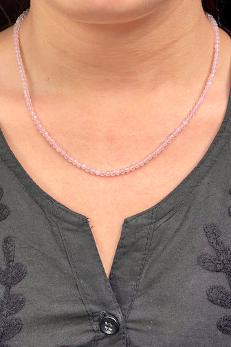 Rose Quartz Faceted Necklace with clasp