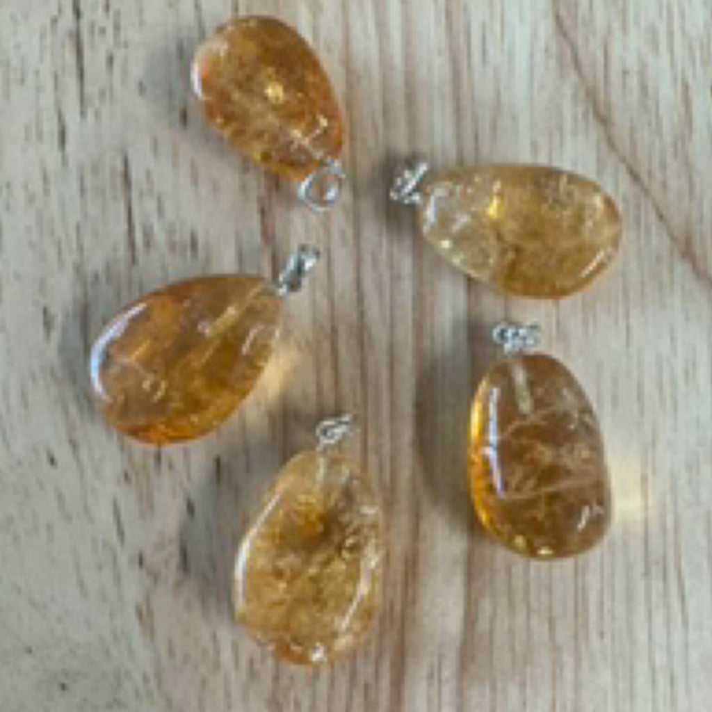 Citrine Pendant 18-22mm with Sterling Silver Finding