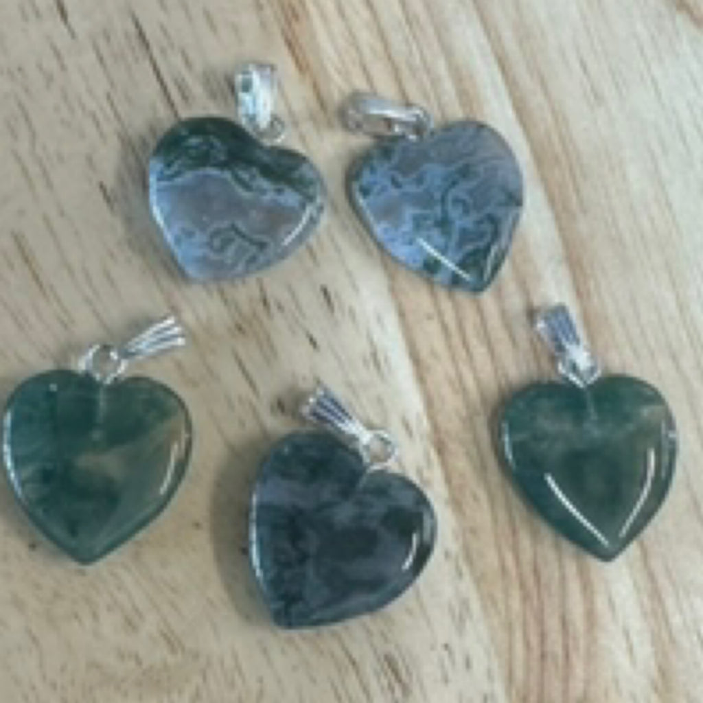 Moss Agate Heart Pendant