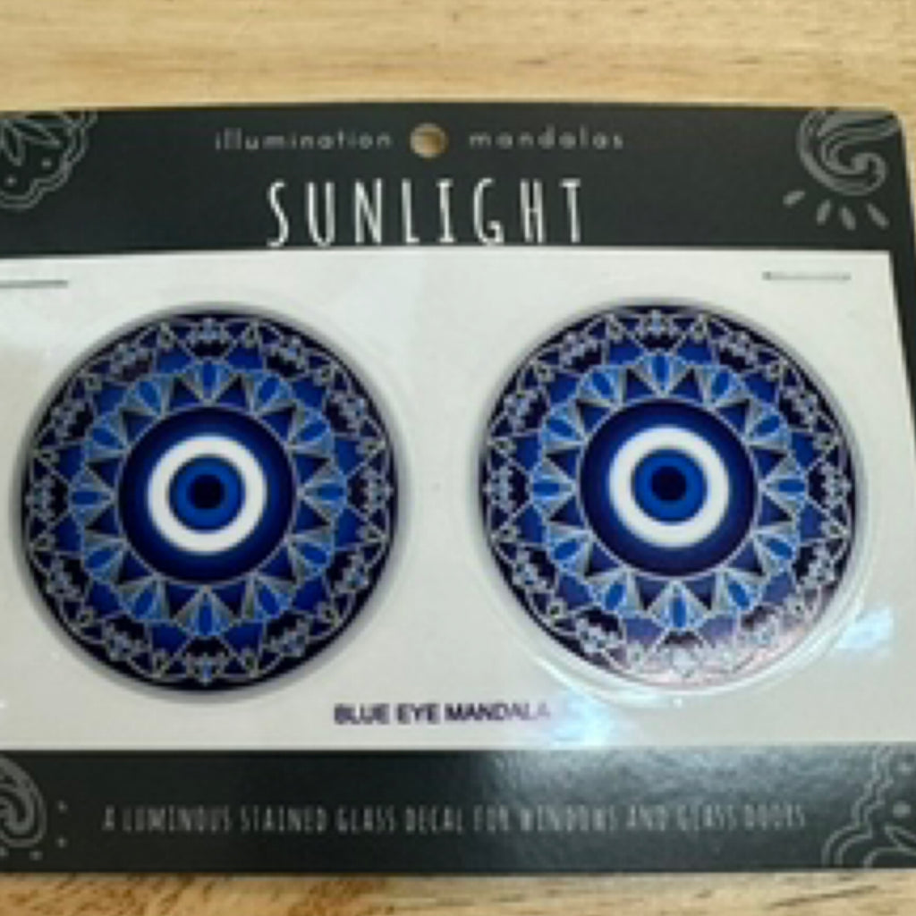 Blue Eye Mandala Blue Eye / Evil Eye of Protection Sunlight Pack of Two Stickers