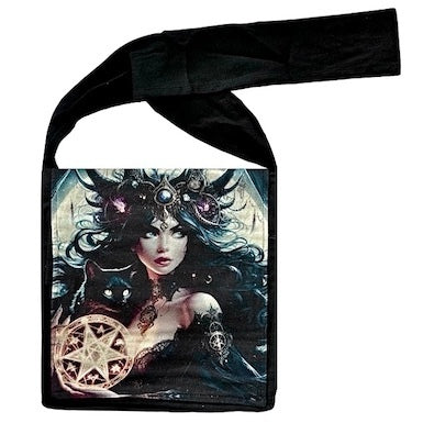 Pentagram and Gothic Lady Bag Digital Print with Cover Flap