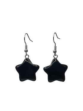 Black Agate Star Surgical Steel Earrings.