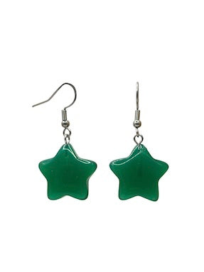 Green Aventurine Star Surgical Steel Earrings.