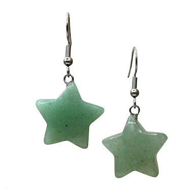 Green Aventurine Star Surgical Steel Earrings.