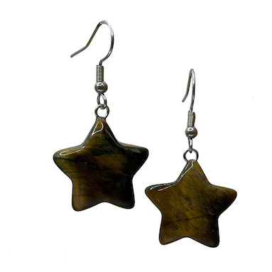 Tigers Eye Star Surgical Steel Earrings.