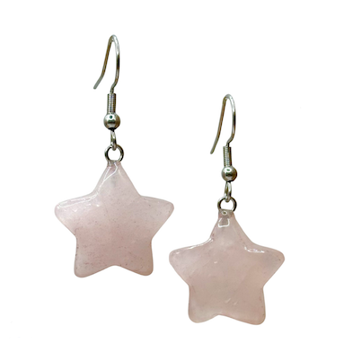 Rose Quartz Star Surgical Steel Earrings.