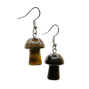 Tigers Eye Mushroom Surgical Steel Earrings.