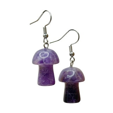 Amethyst Mushroom Surgical Steel Earrings