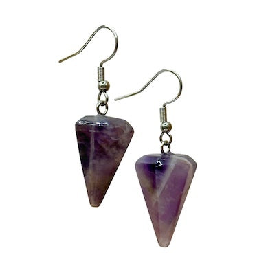 Amethyst Pendulum Surgical Steel Earrings