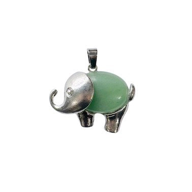 Green Aventurine Elephant Design Pendant.