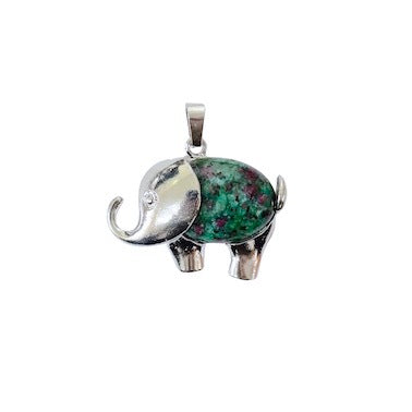 Ruby Zoisite Elephant Design Pendant.