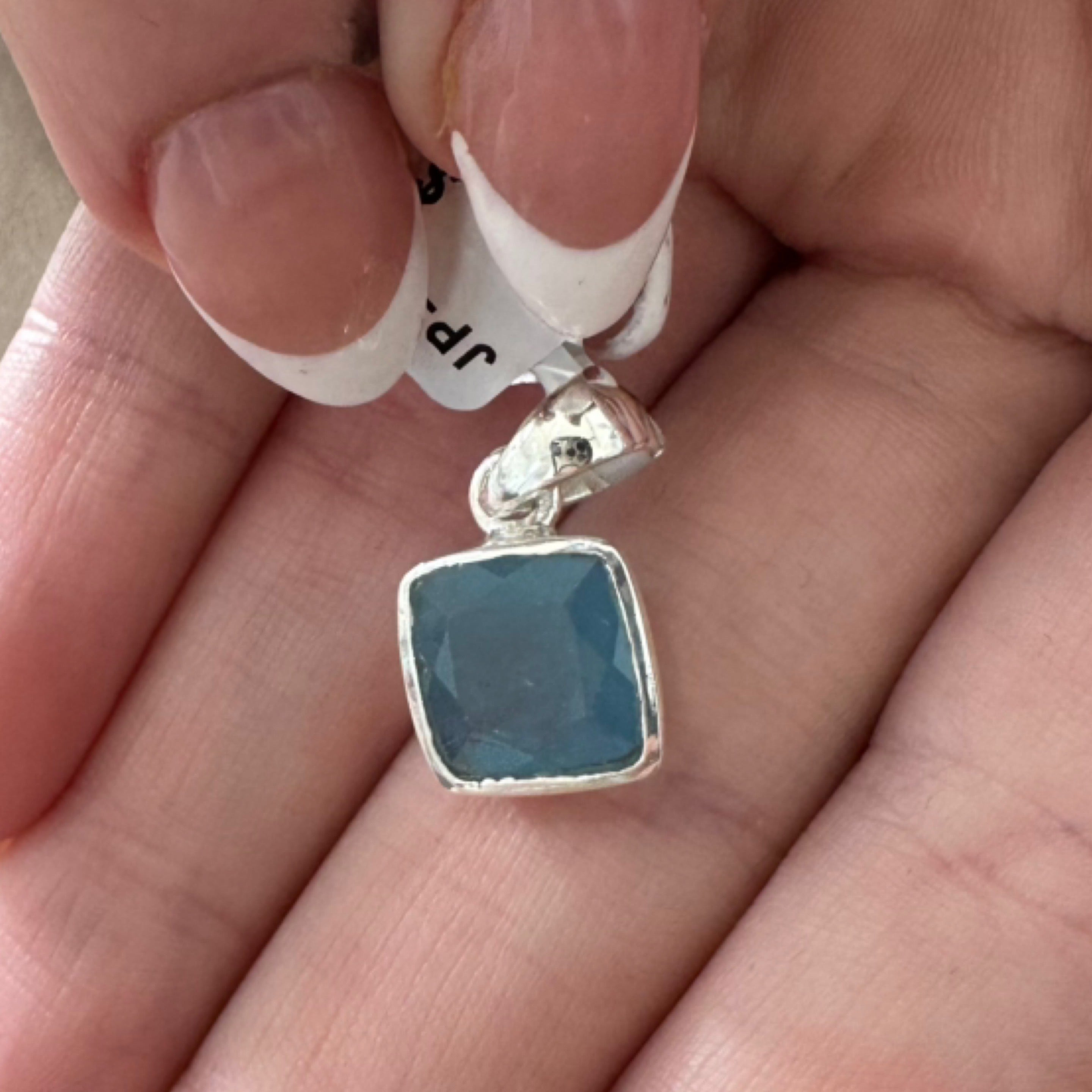 Aquamarine Square Pendant