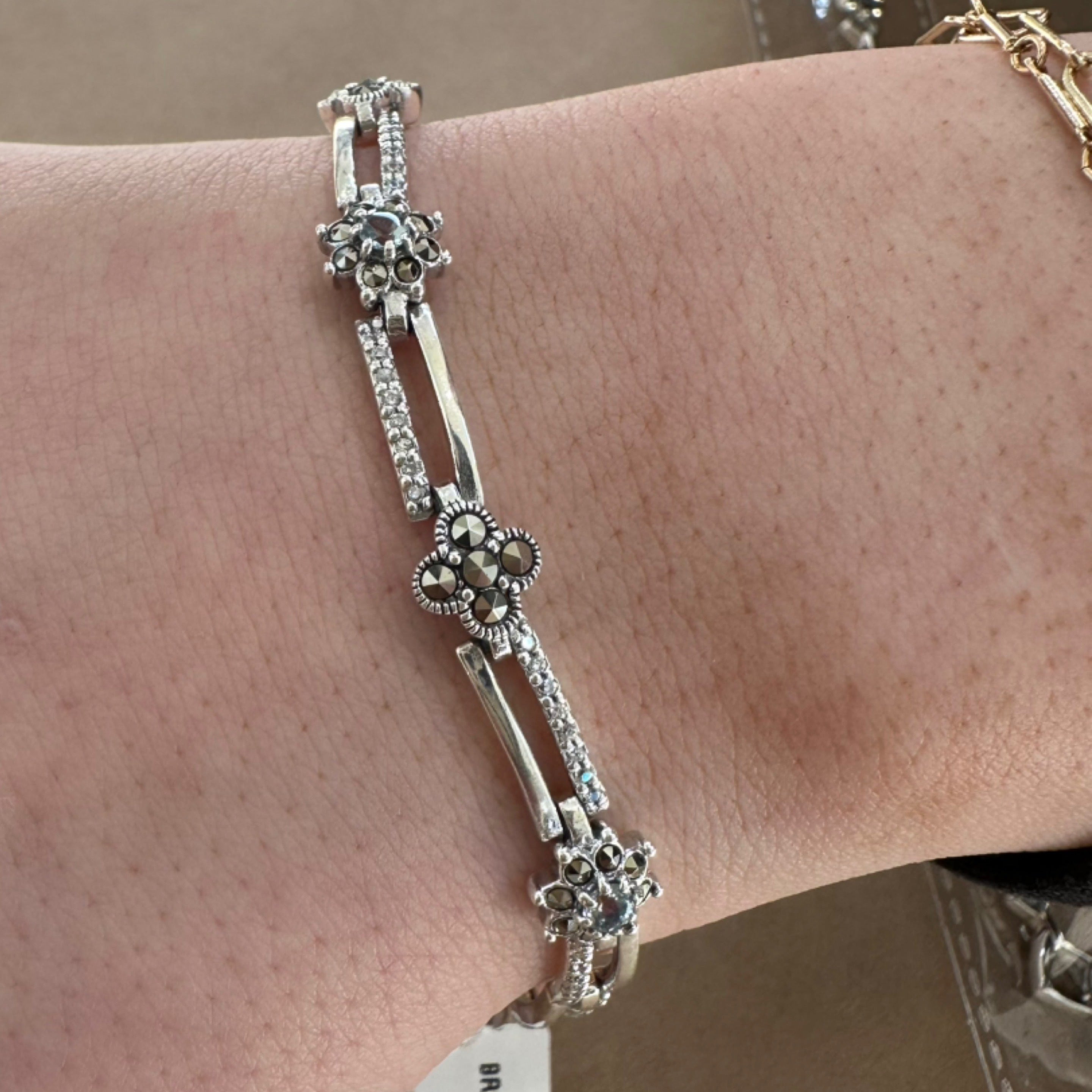 Marcasite & Blue Topaz Link Bracelet – 7.1”