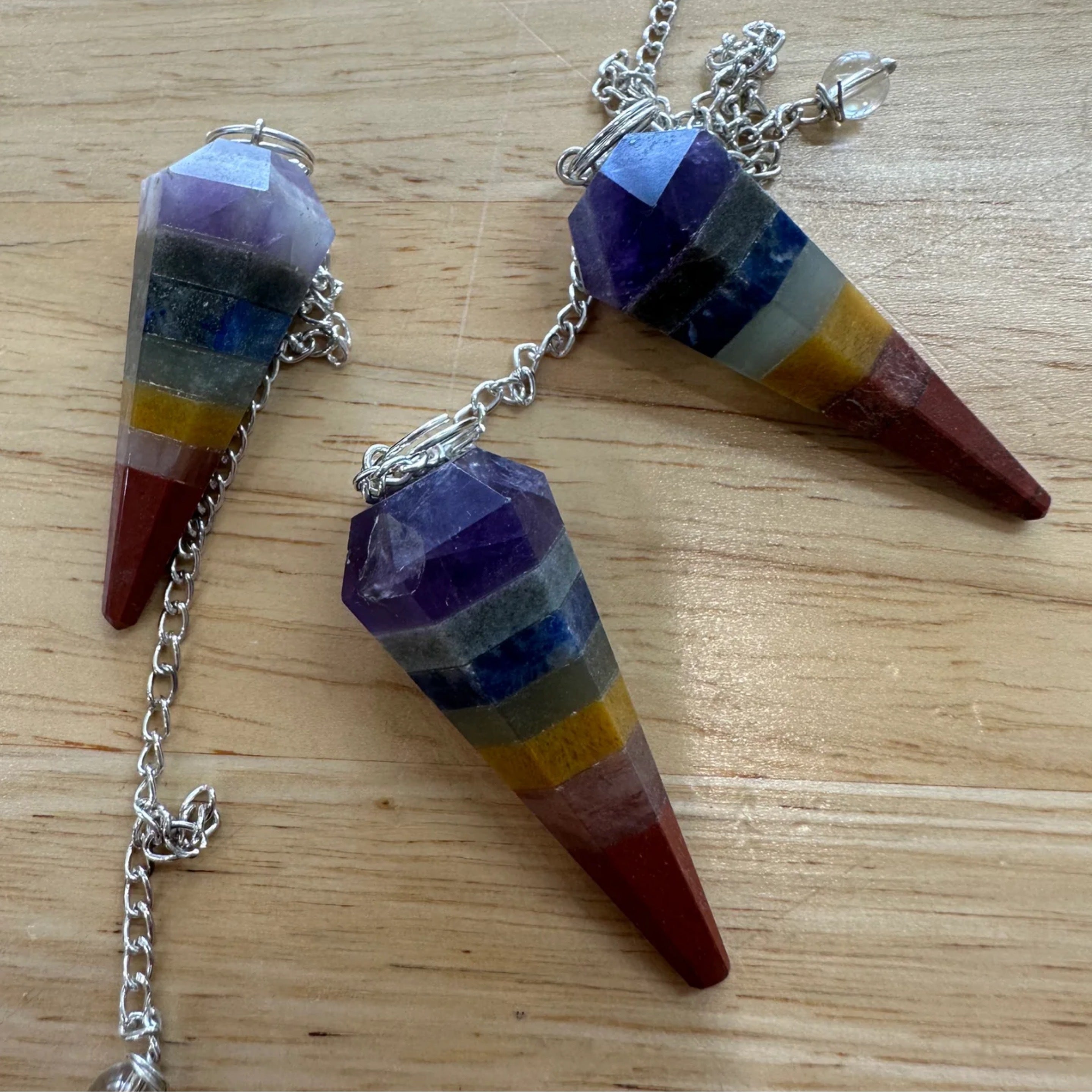 Agate Seven Chakra Faceted Pendulum