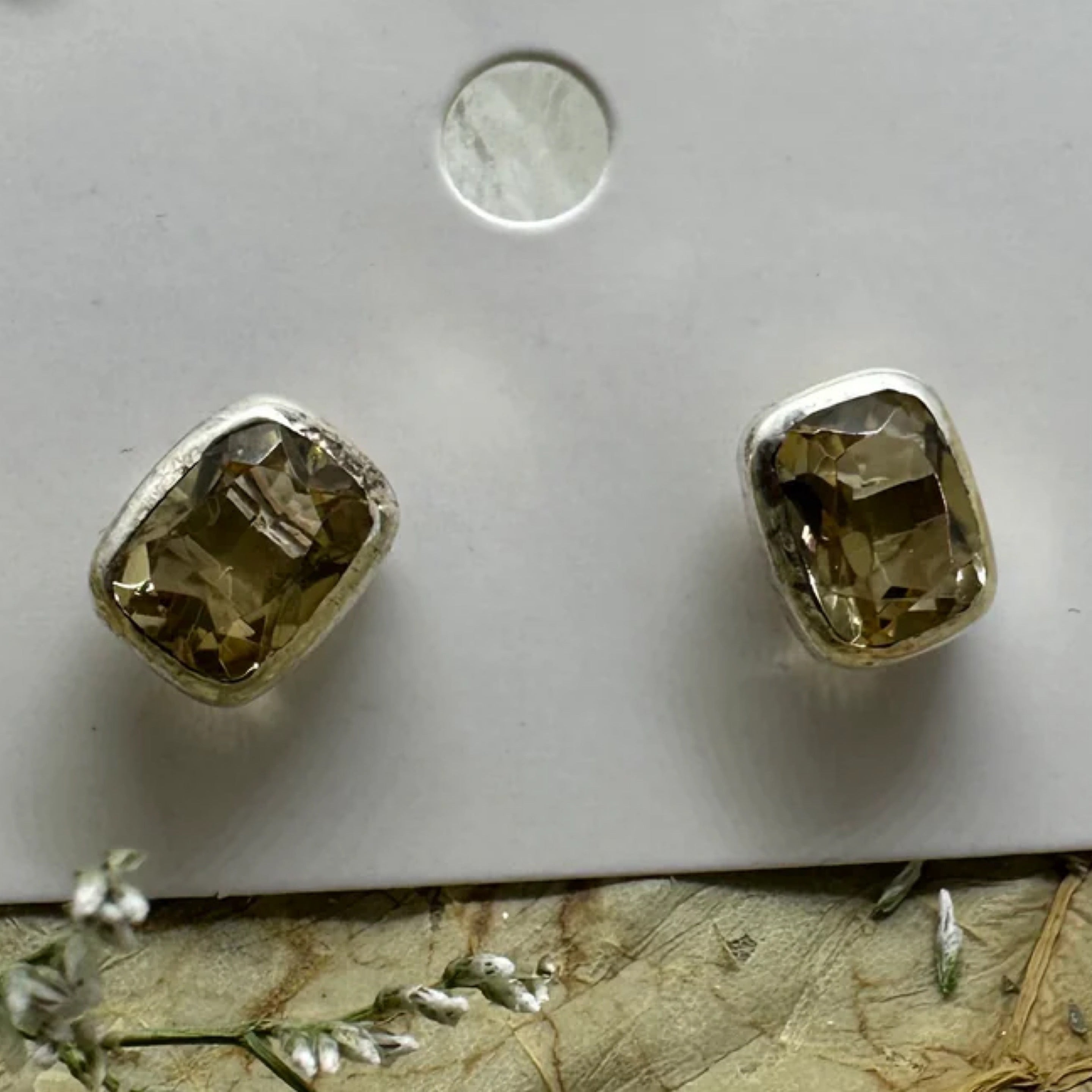 Citrine Stud Sterling Silver Earrings - Quality Gemstone Jewellery