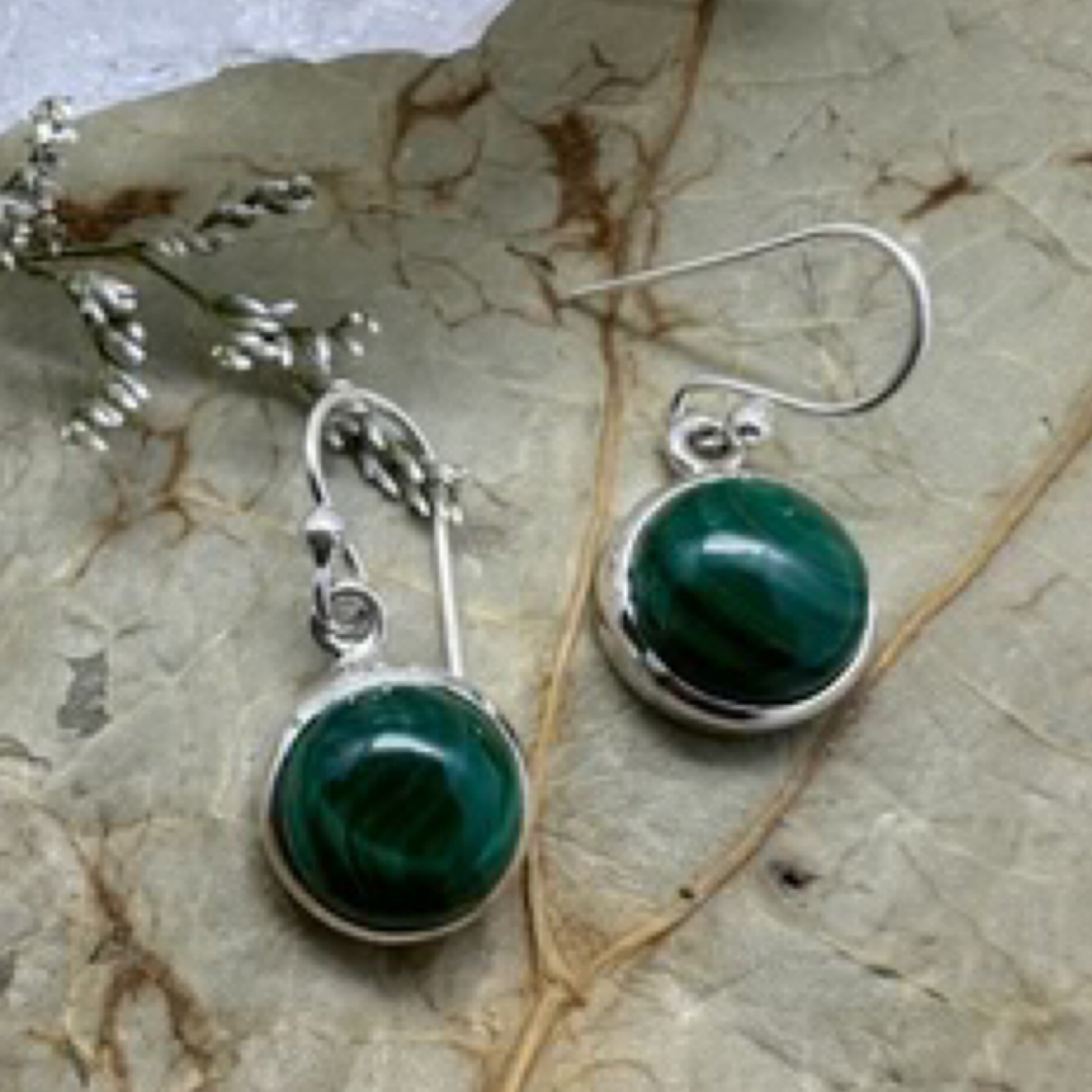 Malachite 925 Sterling Silver Earrings - Quality Gemstone Jewellery