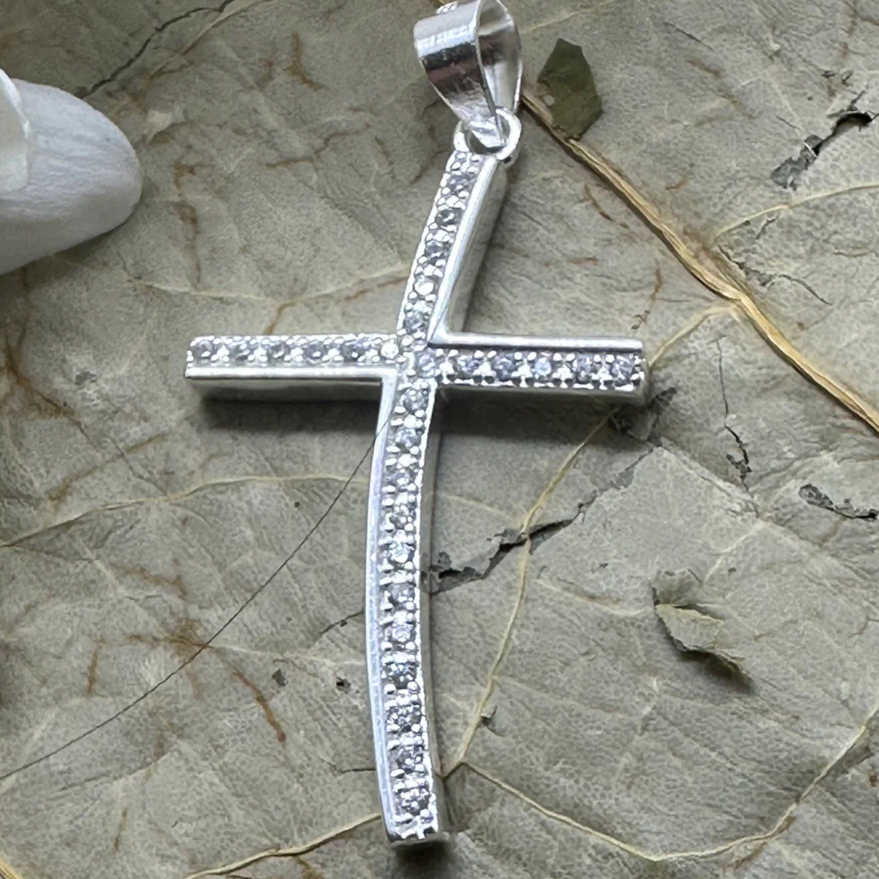 Diamante Cross Pendant - 925 Sterling Silver